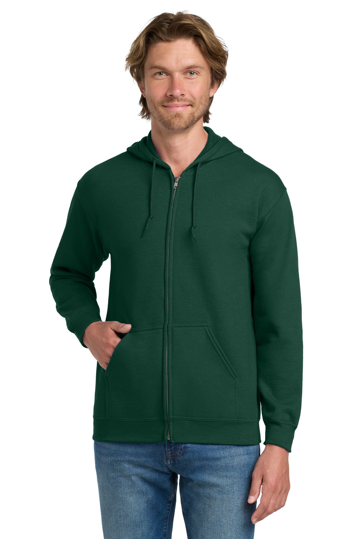 Custom logo Gildan® - Heavy Blend™ Full-Zip Hooded Sweatshirt. 18600 in Forest Green