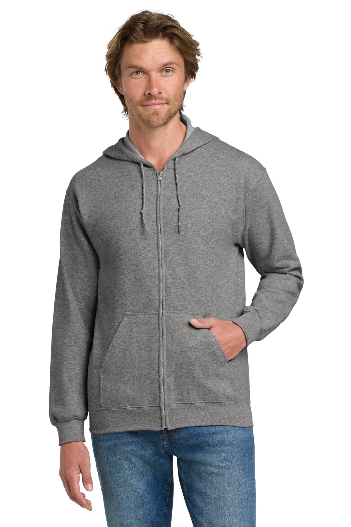 Custom logo Gildan® - Heavy Blend™ Full-Zip Hooded Sweatshirt. 18600 in Graphite Heather
