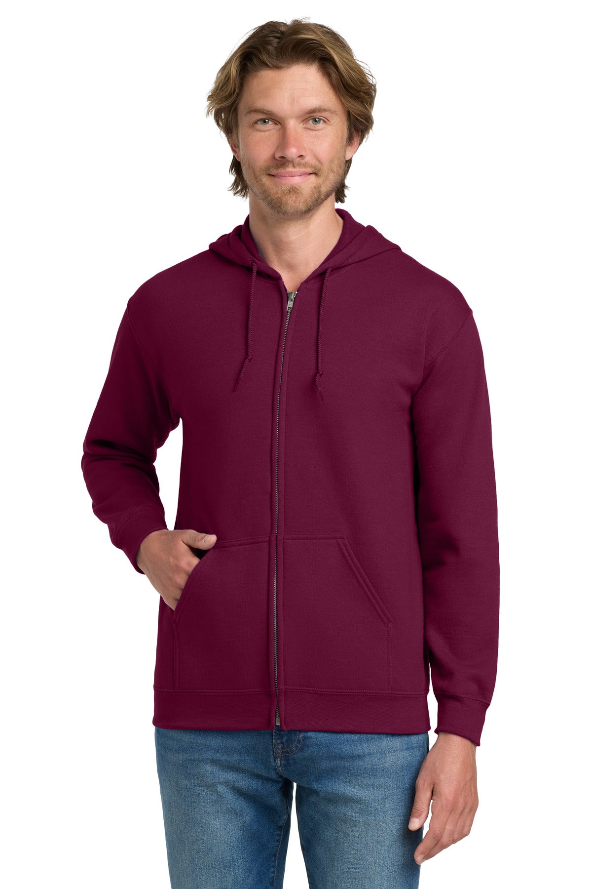 Custom logo Gildan® - Heavy Blend™ Full-Zip Hooded Sweatshirt. 18600 in Maroon