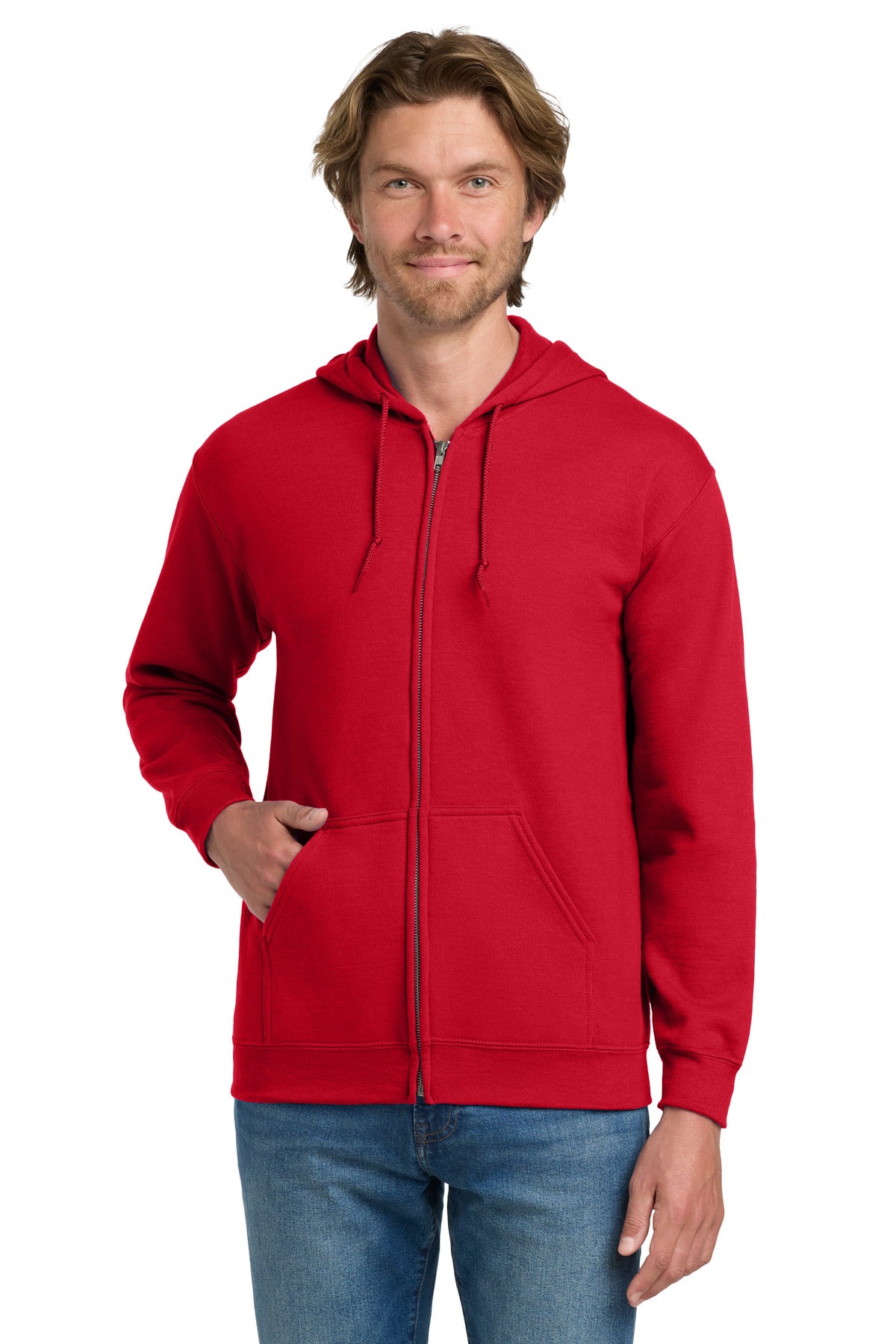 Custom logo Gildan® - Heavy Blend™ Full-Zip Hooded Sweatshirt. 18600 in Red