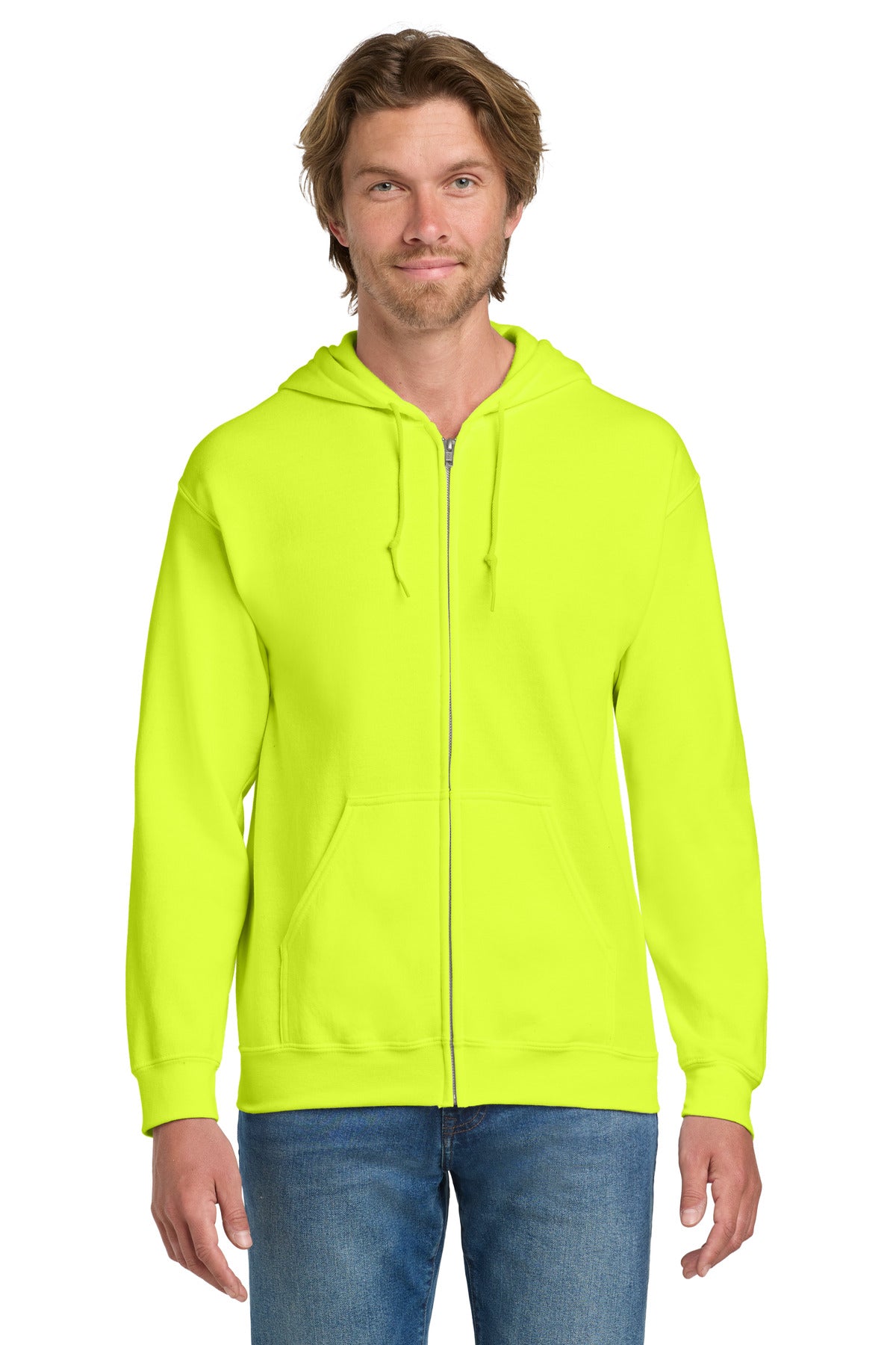 Custom logo Gildan® - Heavy Blend™ Full-Zip Hooded Sweatshirt. 18600 in Safety Green