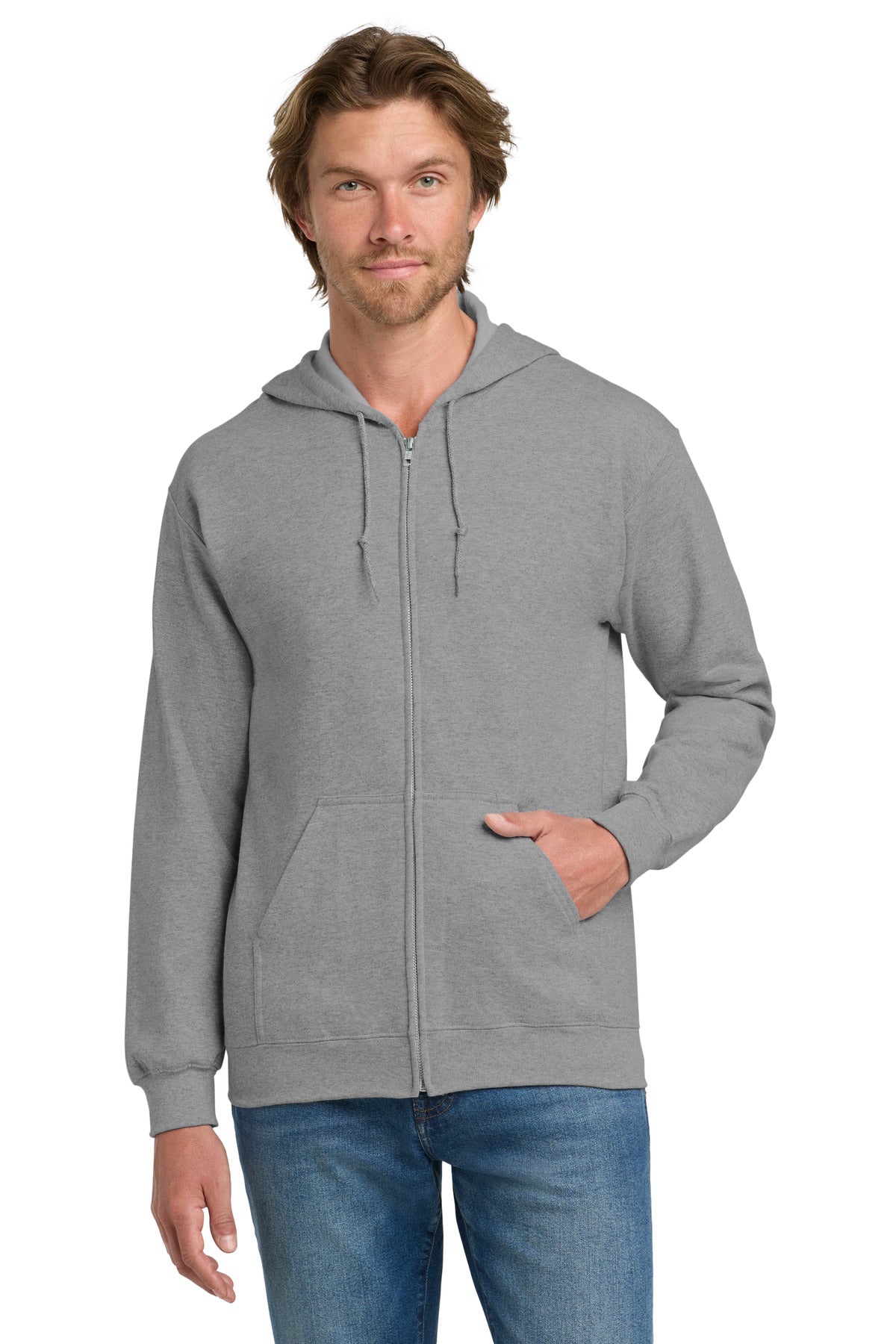 Custom logo Gildan® - Heavy Blend™ Full-Zip Hooded Sweatshirt. 18600 in Sport Grey