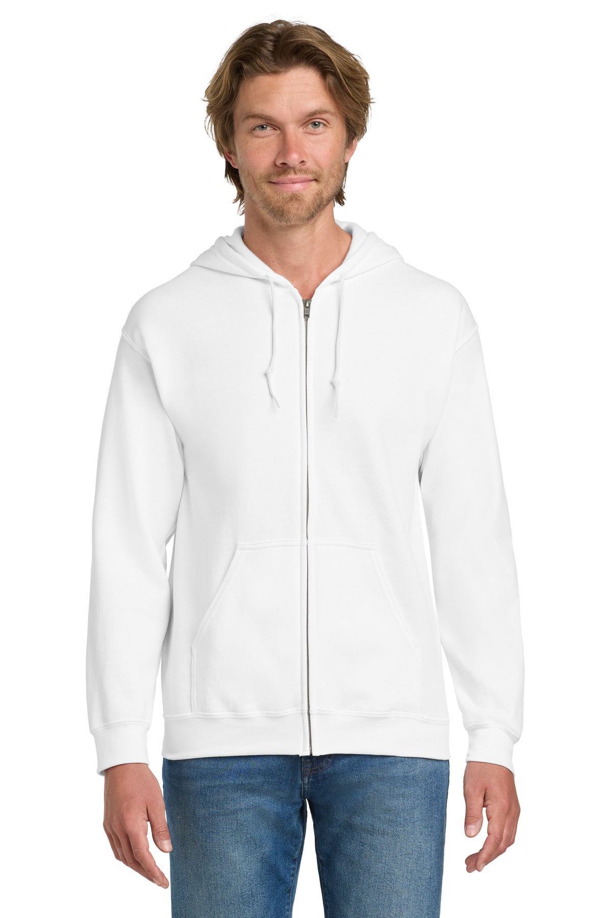 Custom logo Gildan® - Heavy Blend™ Full-Zip Hooded Sweatshirt. 18600 in White