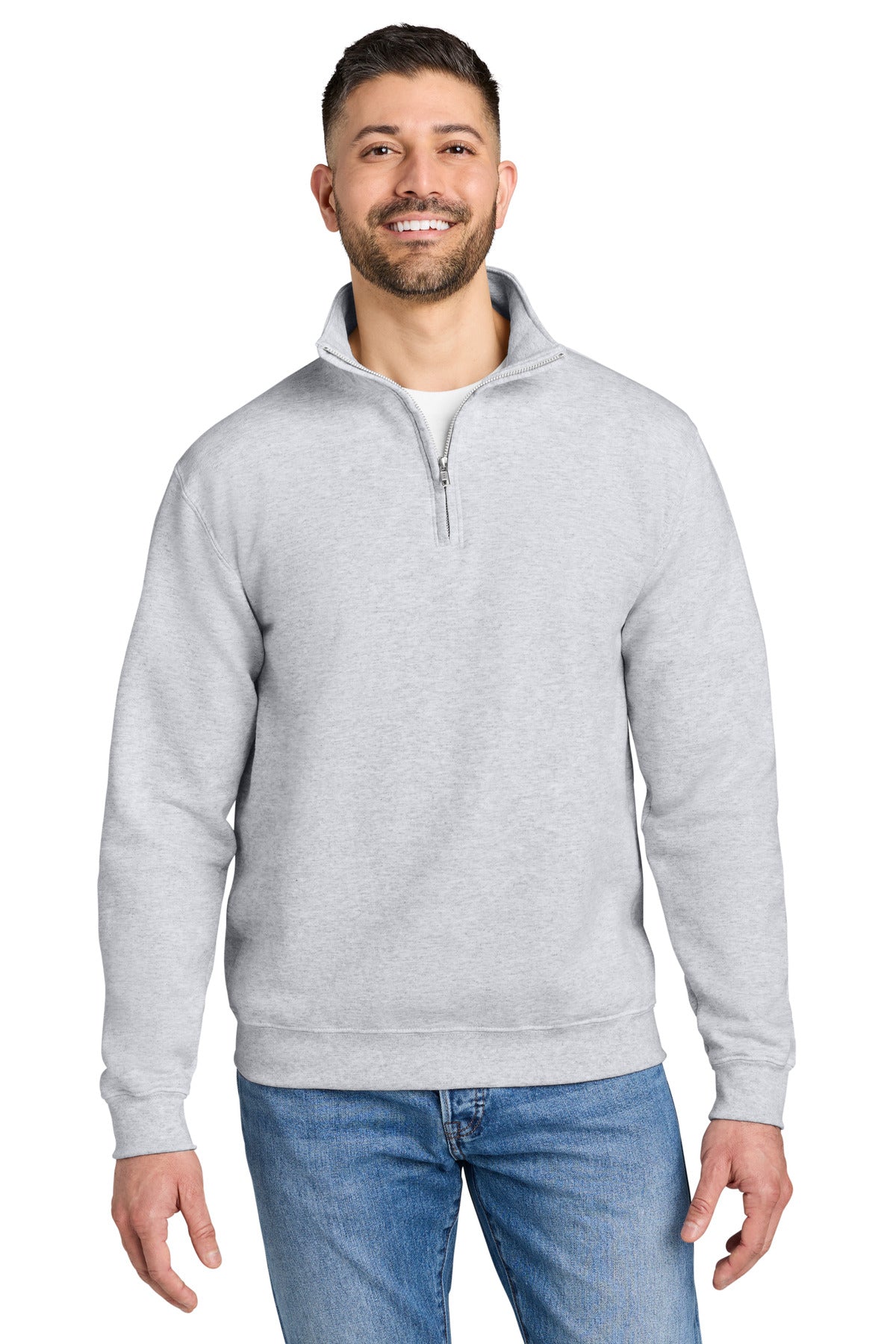 Custom logo Gildan® Heavy Blend™ 1/4-Zip Sweatshirt 18810 in Ash