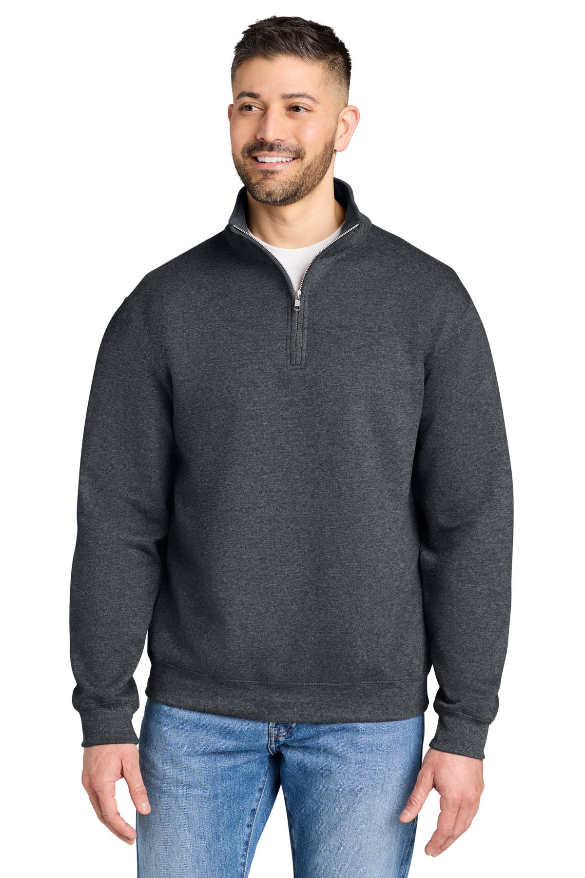 Custom logo Gildan® Heavy Blend™ 1/4-Zip Sweatshirt 18810 in Dark Heather