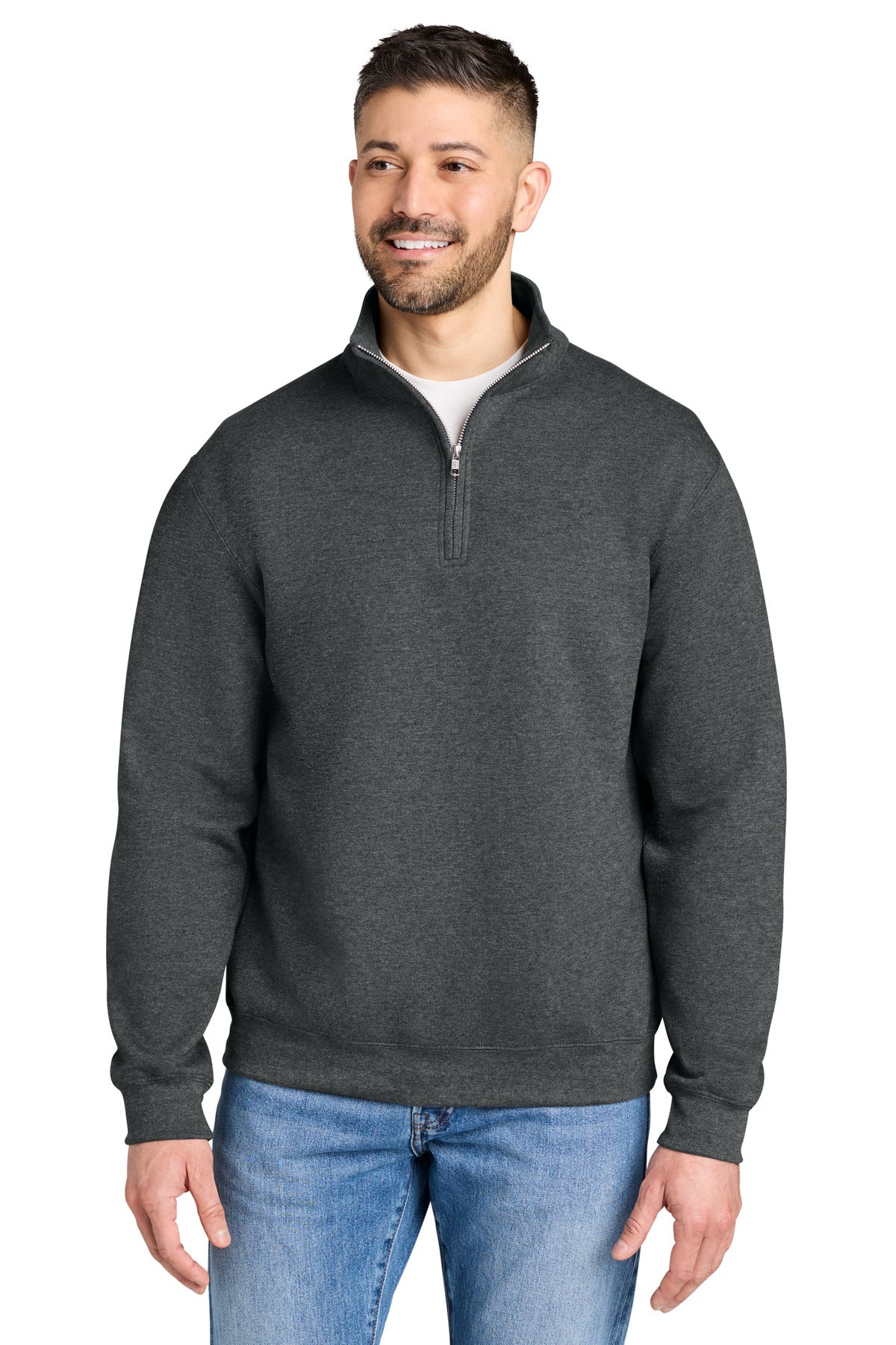 Custom logo Gildan® Heavy Blend™ 1/4-Zip Sweatshirt 18810 in Fan Charcoal Heather