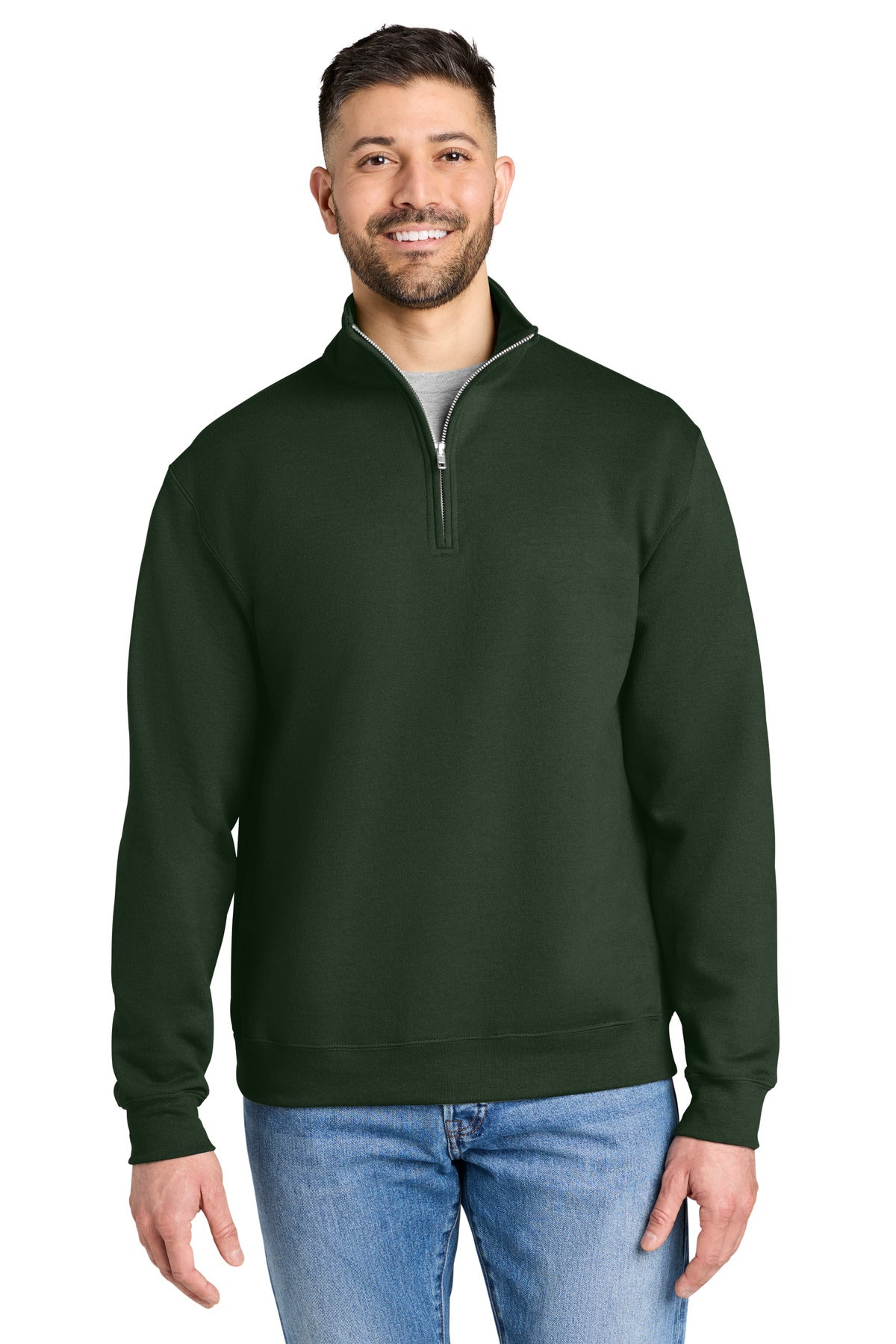 Custom logo Gildan® Heavy Blend™ 1/4-Zip Sweatshirt 18810 in Forest Green