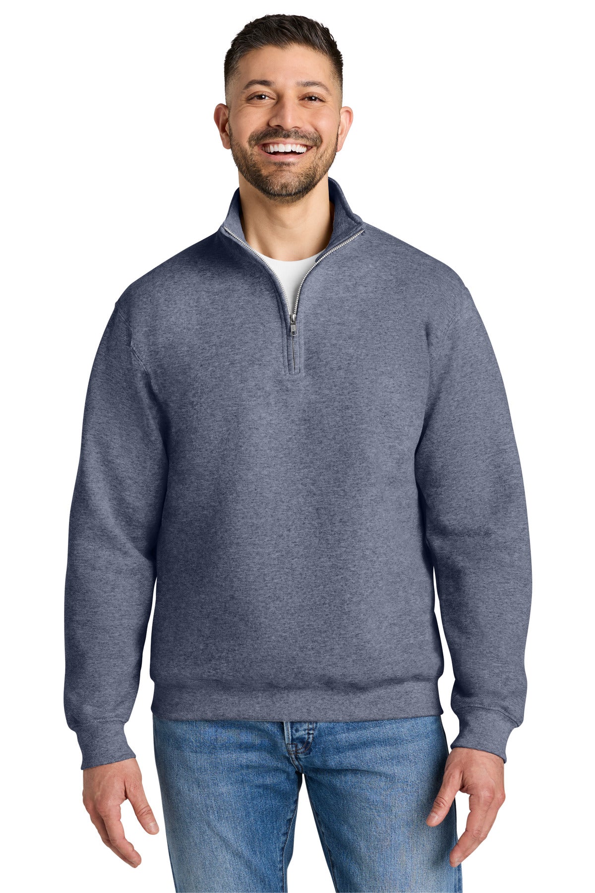 Custom logo Gildan® Heavy Blend™ 1/4-Zip Sweatshirt 18810 in Heather Dark Navy