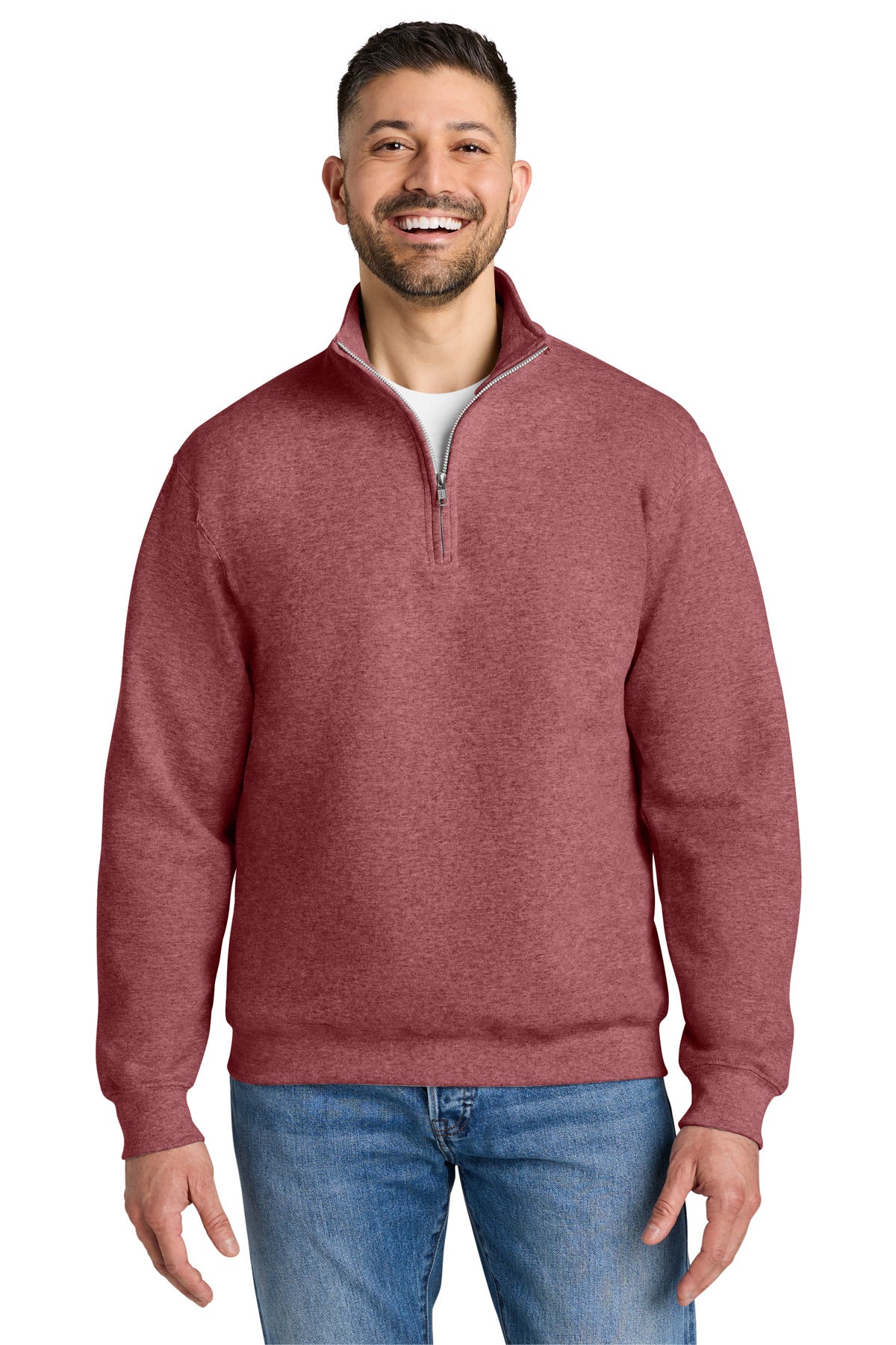 Custom logo Gildan® Heavy Blend™ 1/4-Zip Sweatshirt 18810 in Heather Scarlet Red