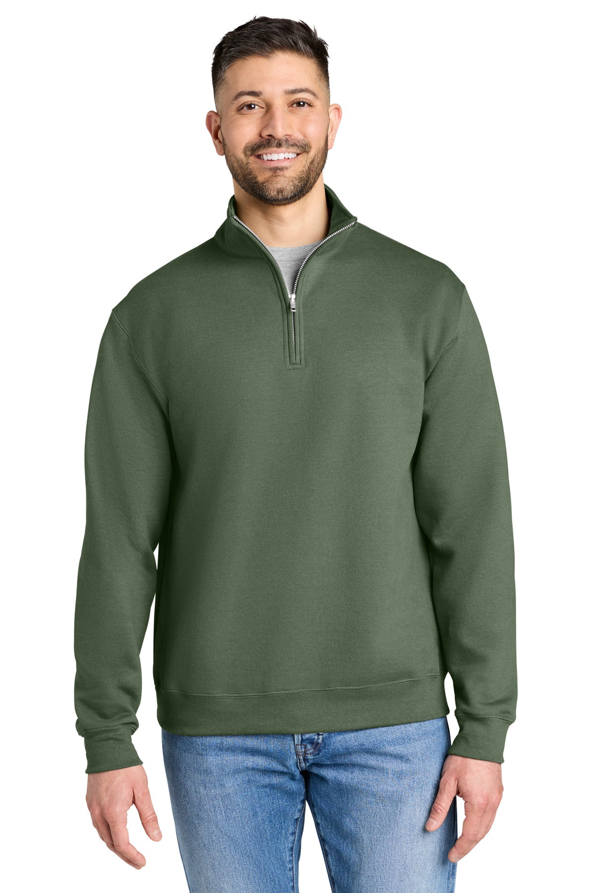 Custom logo Gildan® Heavy Blend™ 1/4-Zip Sweatshirt 18810 in Military Green