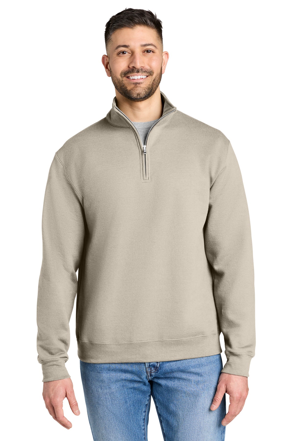 Custom logo Gildan® Heavy Blend™ 1/4-Zip Sweatshirt 18810 in Sand