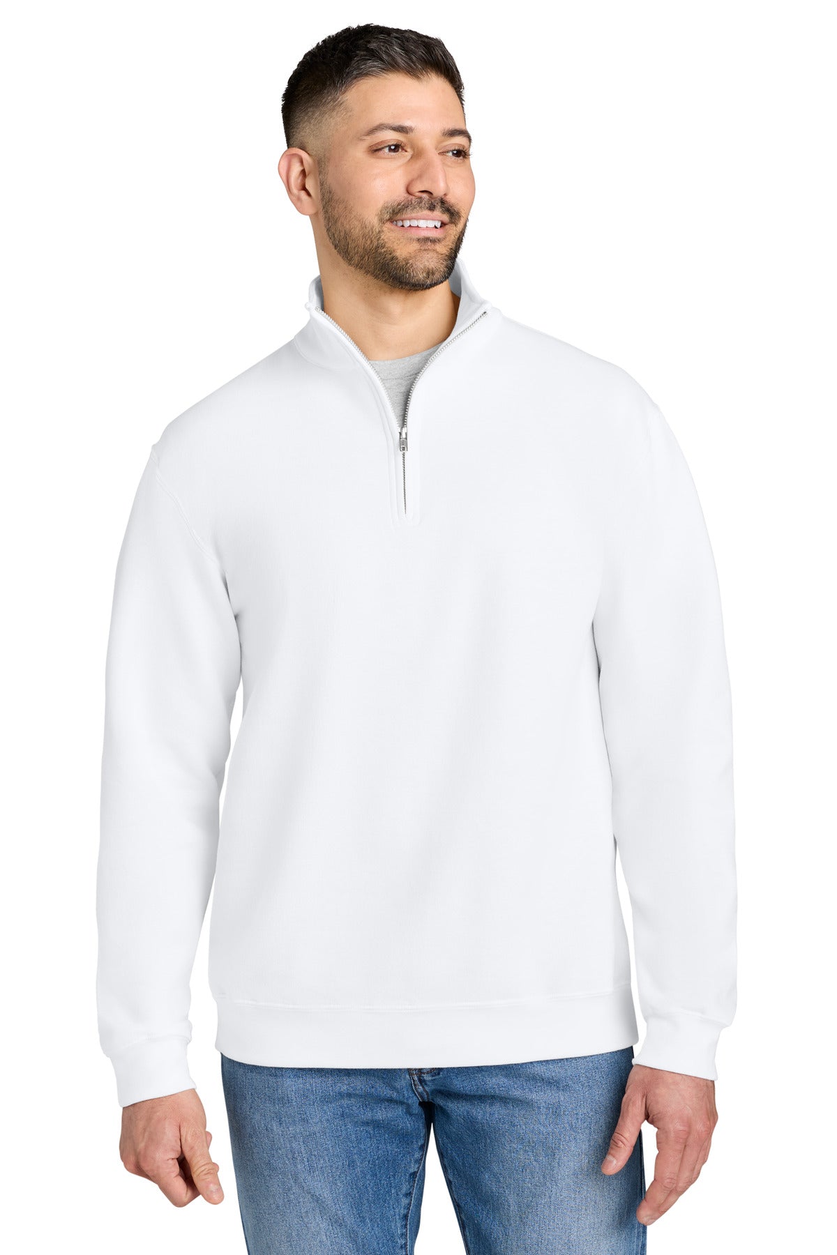 Custom logo Gildan® Heavy Blend™ 1/4-Zip Sweatshirt 18810 in White