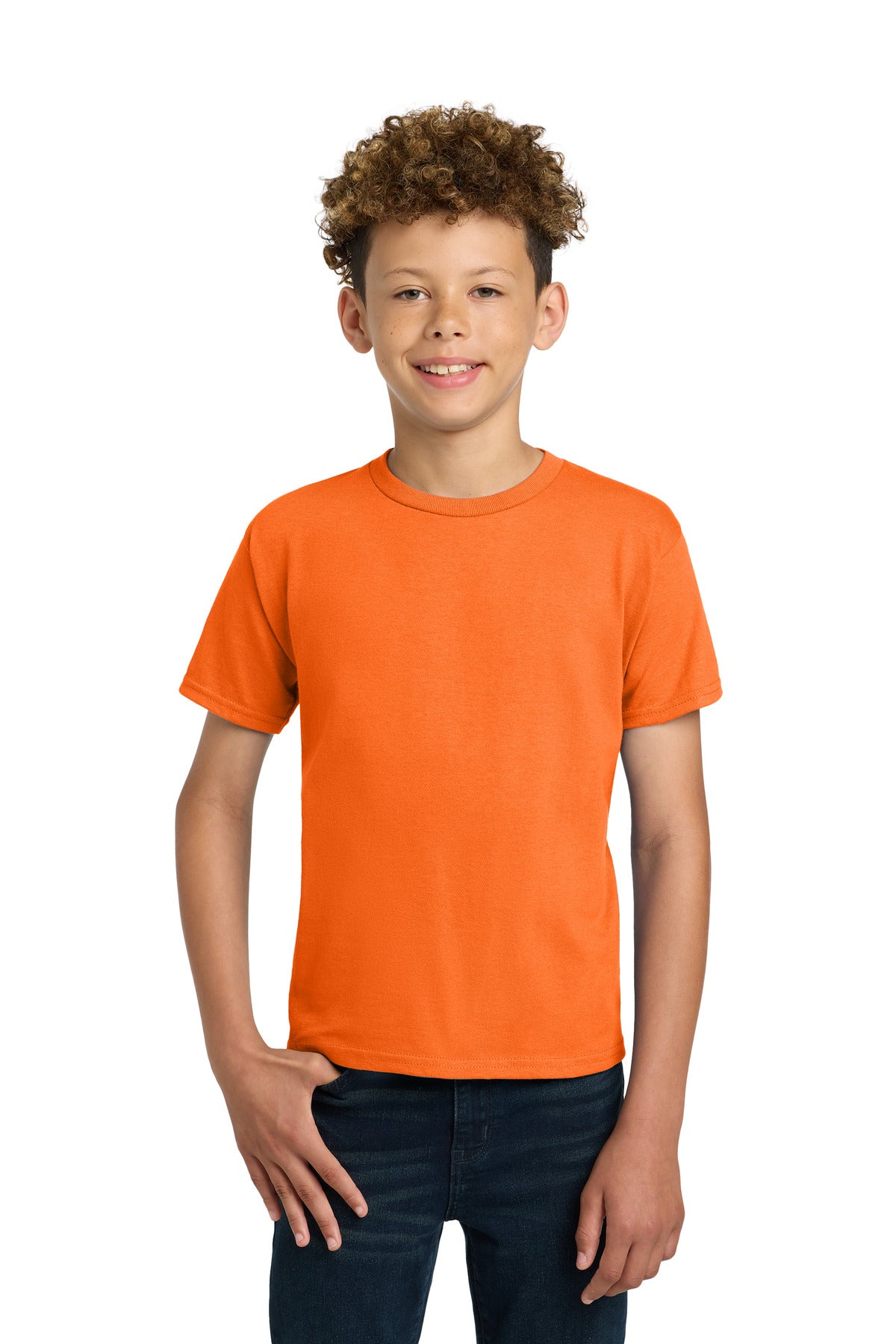 Custom logo Gildan® - Youth Ultra Cotton®100% US Cotton T-Shirt. 2000B in S. Orange
