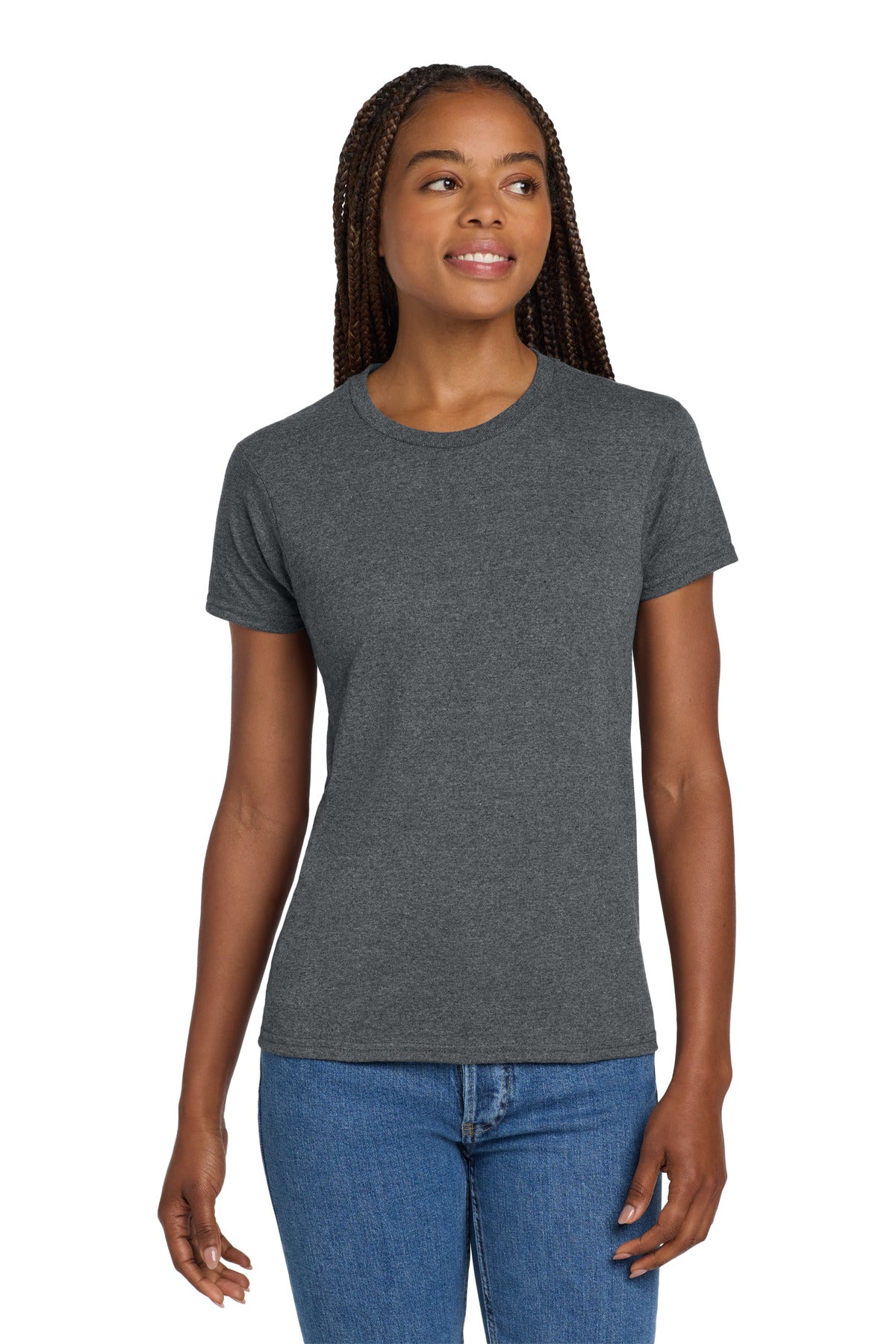 Custom logo Gildan® Women's Ultra Cotton® 100% US Cotton T-Shirt. 2000L in Dark Heather