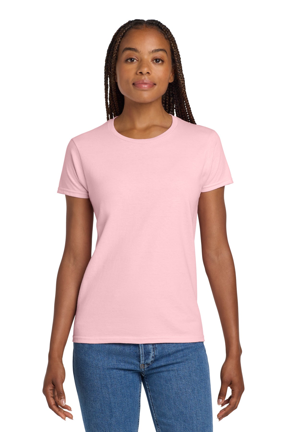 Custom logo Gildan® Women's Ultra Cotton® 100% US Cotton T-Shirt. 2000L in Light Pink