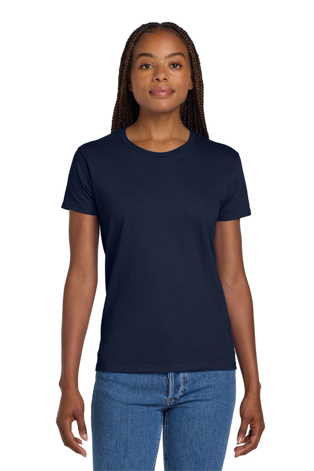 Custom logo Gildan® Women's Ultra Cotton® 100% US Cotton T-Shirt. 2000L in Navy