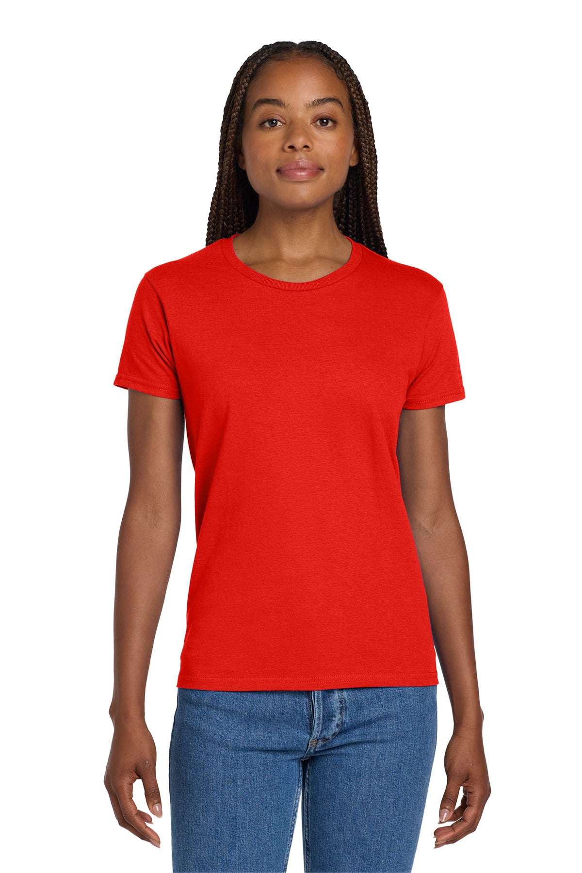 Custom logo Gildan® Women's Ultra Cotton® 100% US Cotton T-Shirt. 2000L in Red