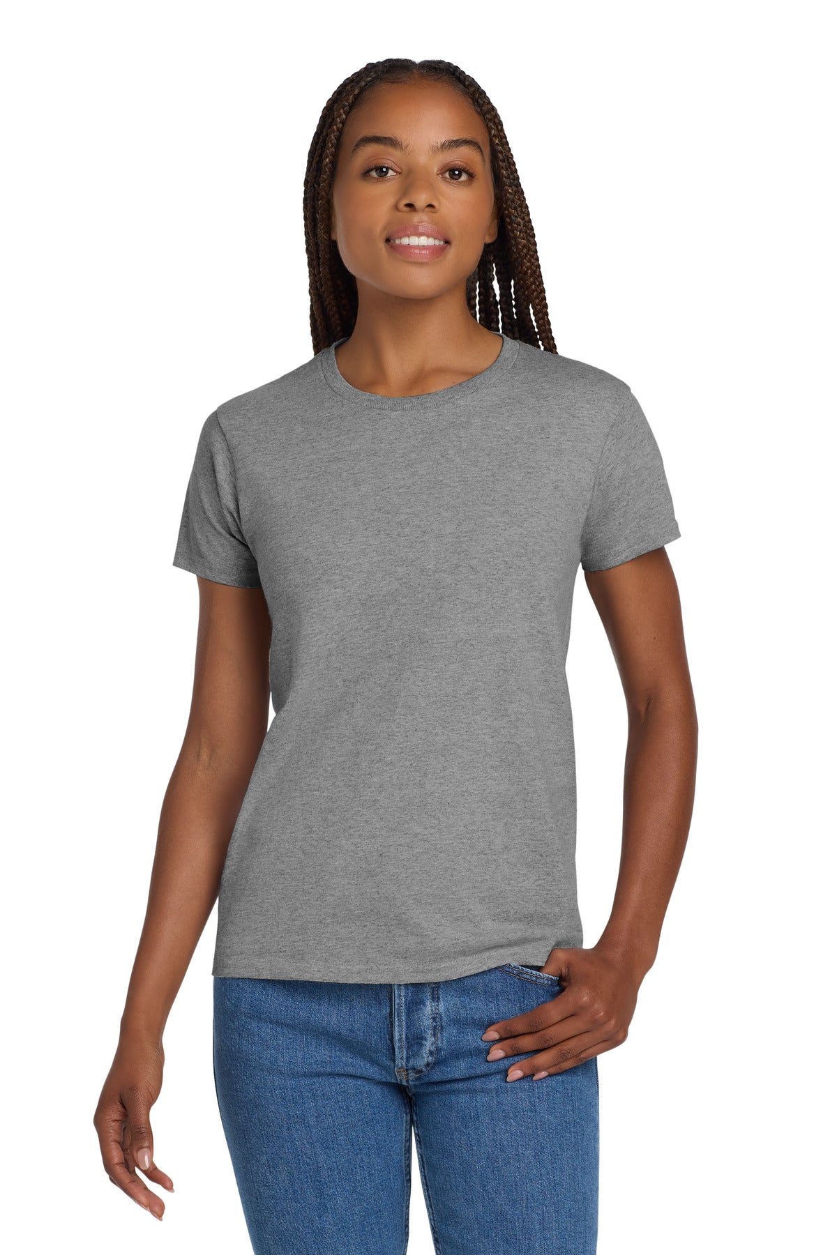 Custom logo Gildan® Women's Ultra Cotton® 100% US Cotton T-Shirt. 2000L in Sport Grey