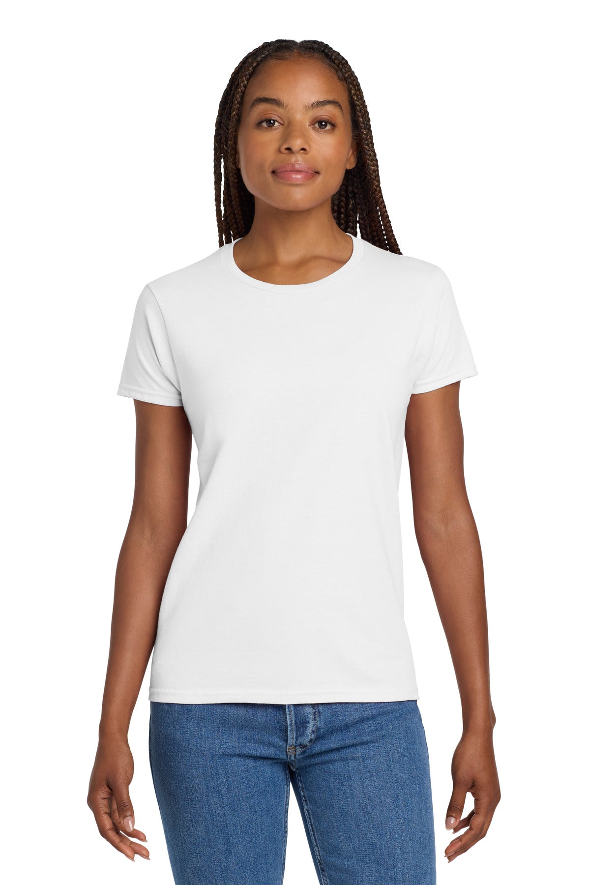 Custom logo Gildan® Women's Ultra Cotton® 100% US Cotton T-Shirt. 2000L in White