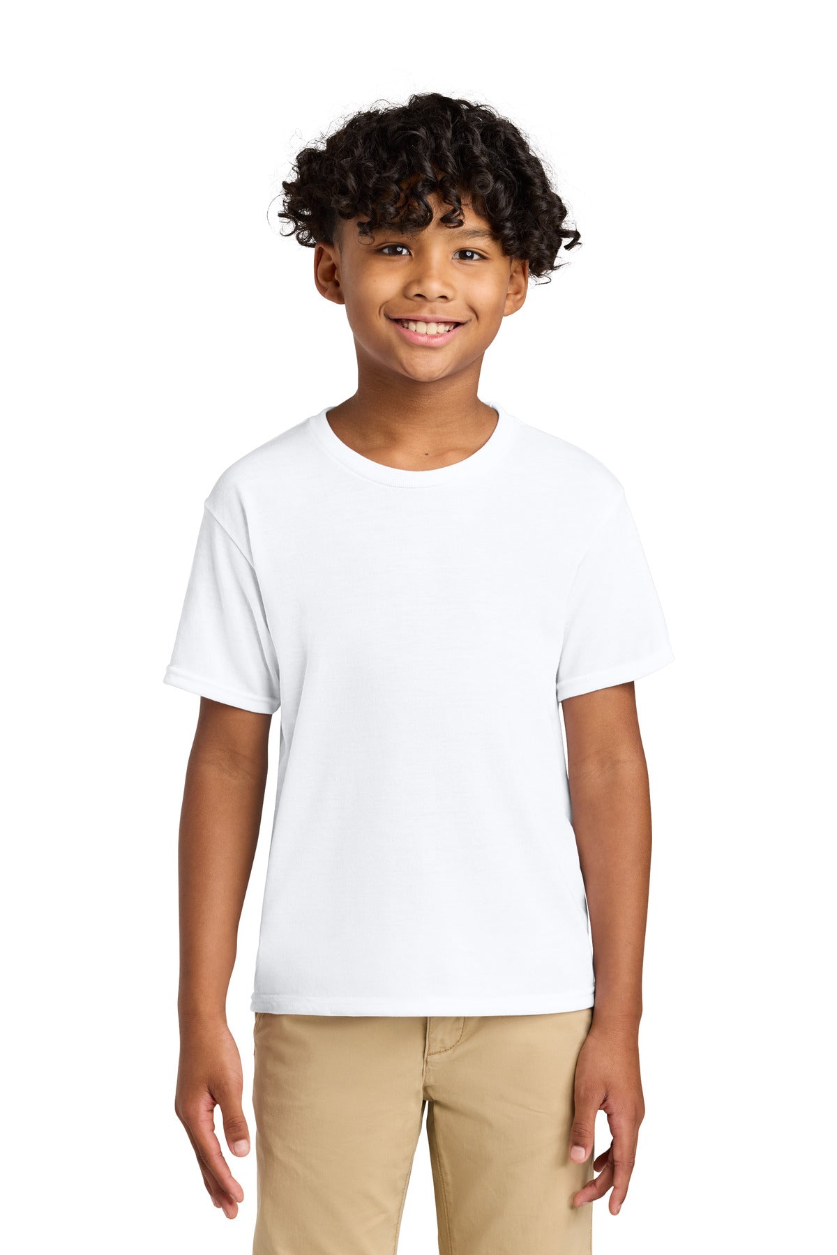 Custom logo Jerzees® Youth Dri-Power® 100% Polyester Tee 21B in White