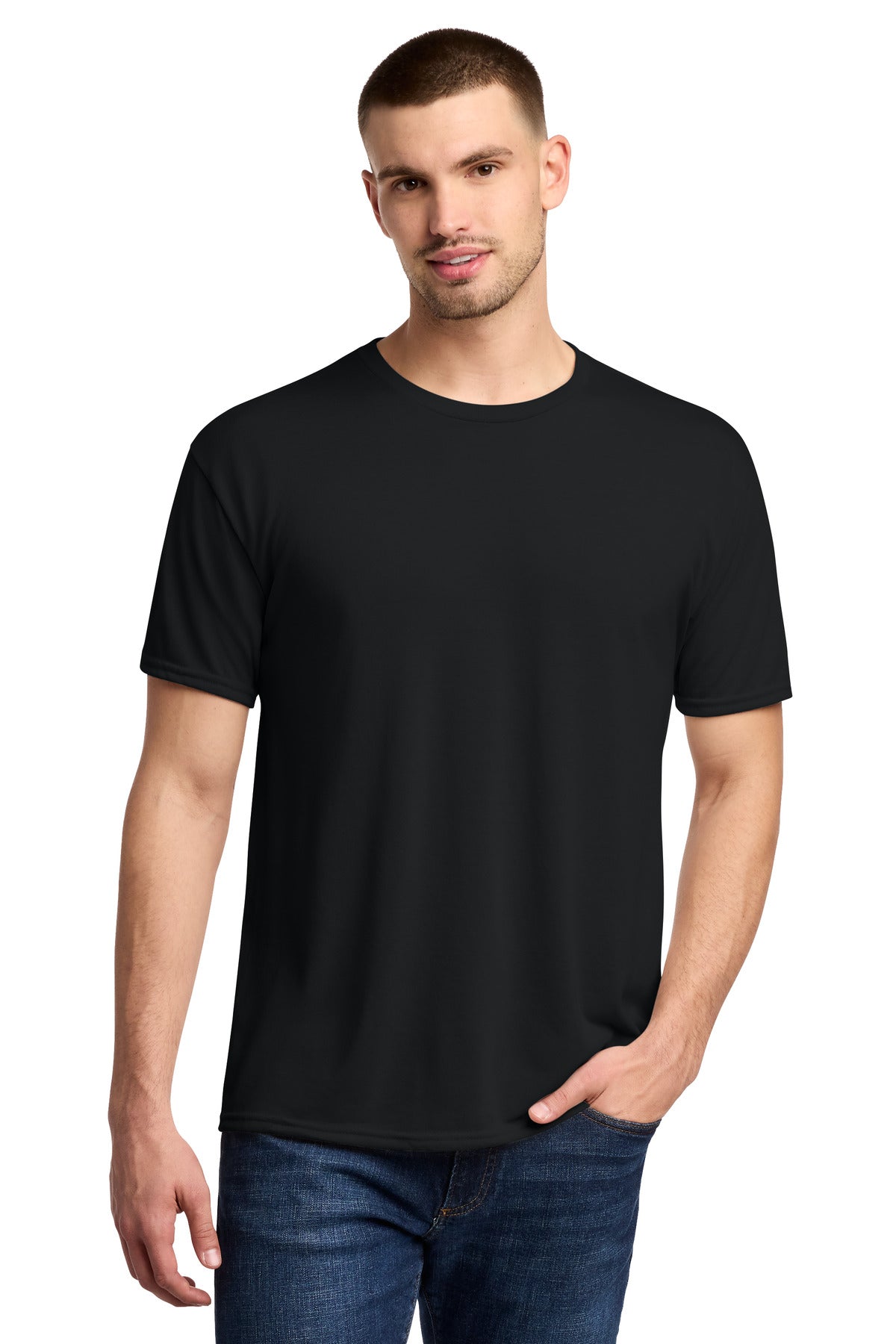 Custom logo Jerzees® Dri-Power® 100% Polyester T-Shirt. 21M in Black