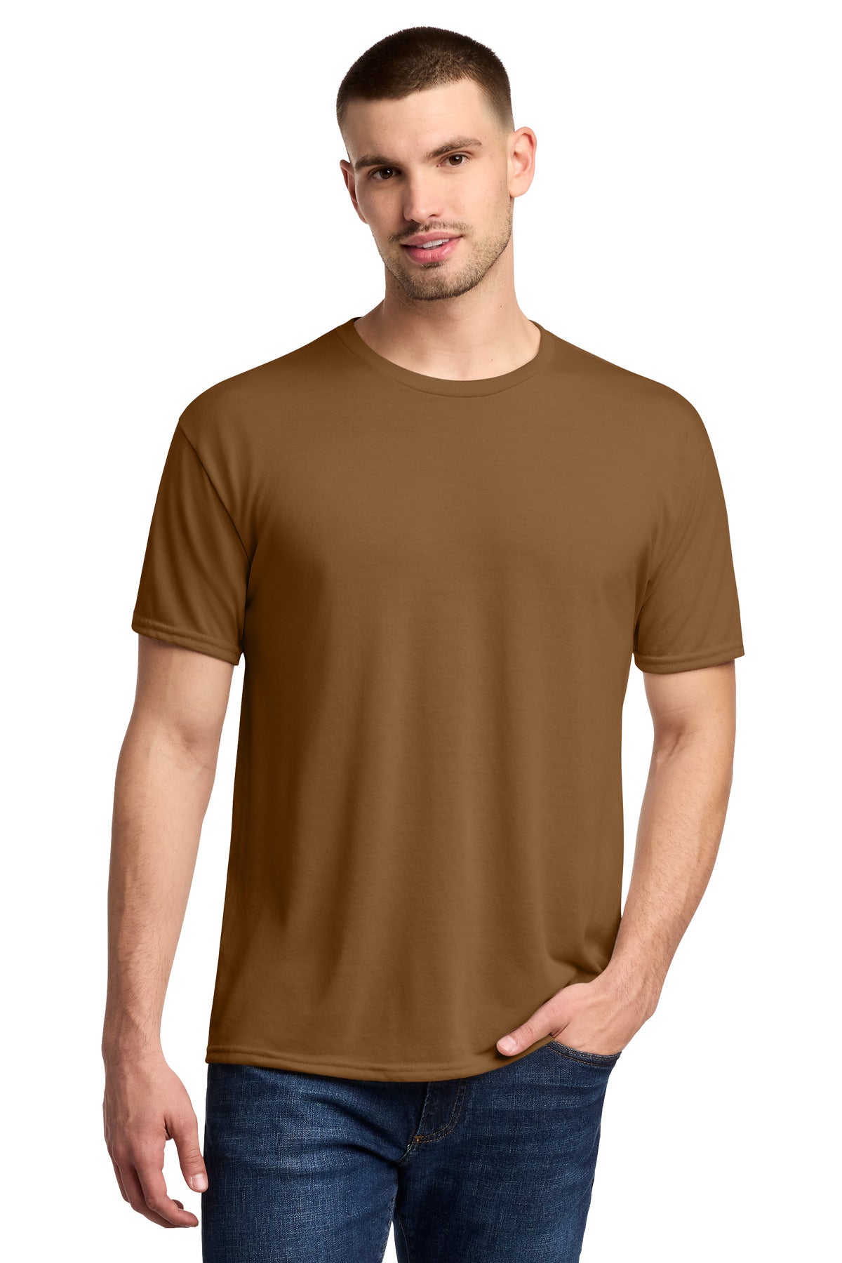 Custom logo Jerzees® Dri-Power® 100% Polyester T-Shirt. 21M in Golden Pecan