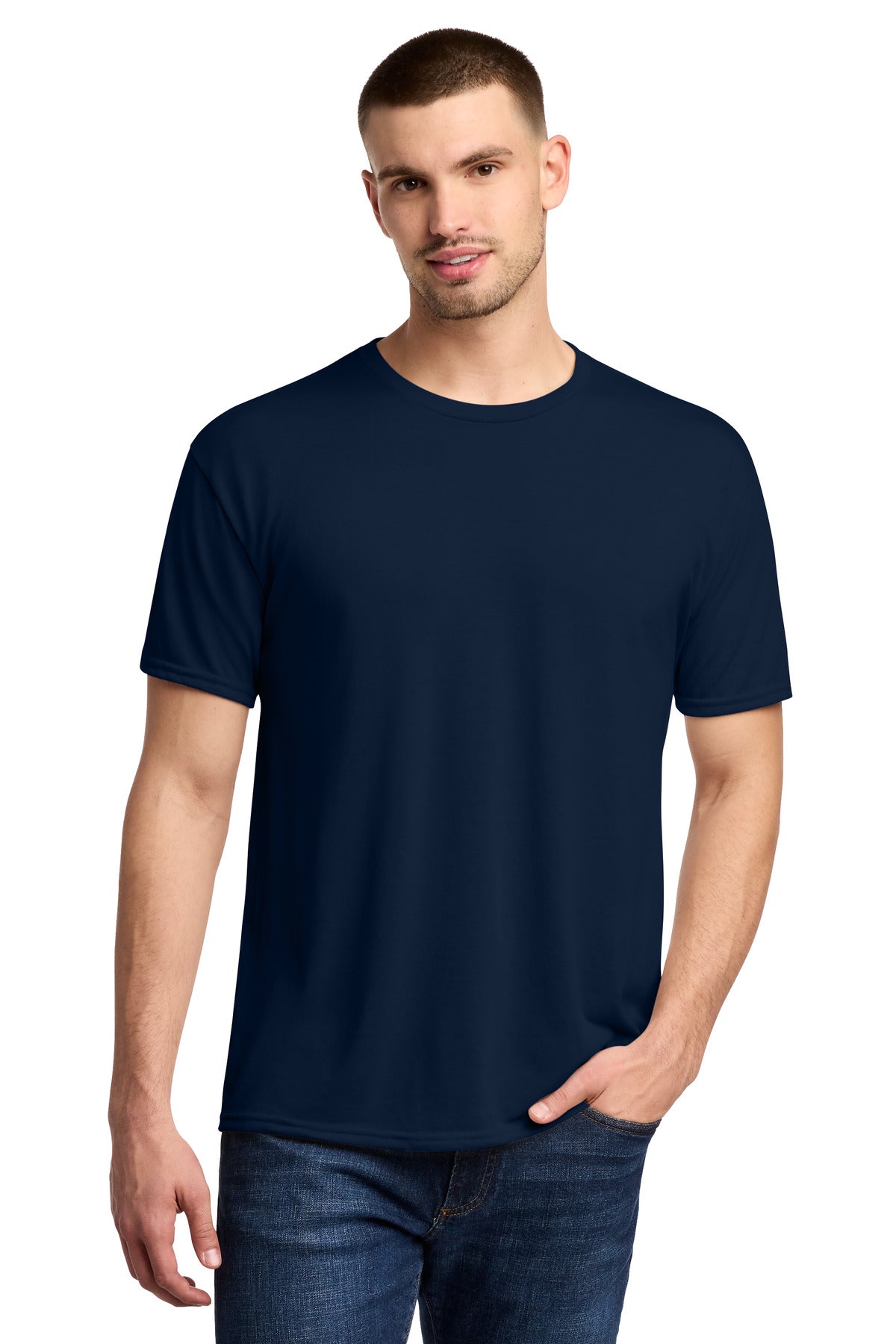 Custom logo Jerzees® Dri-Power® 100% Polyester T-Shirt. 21M in J. Navy