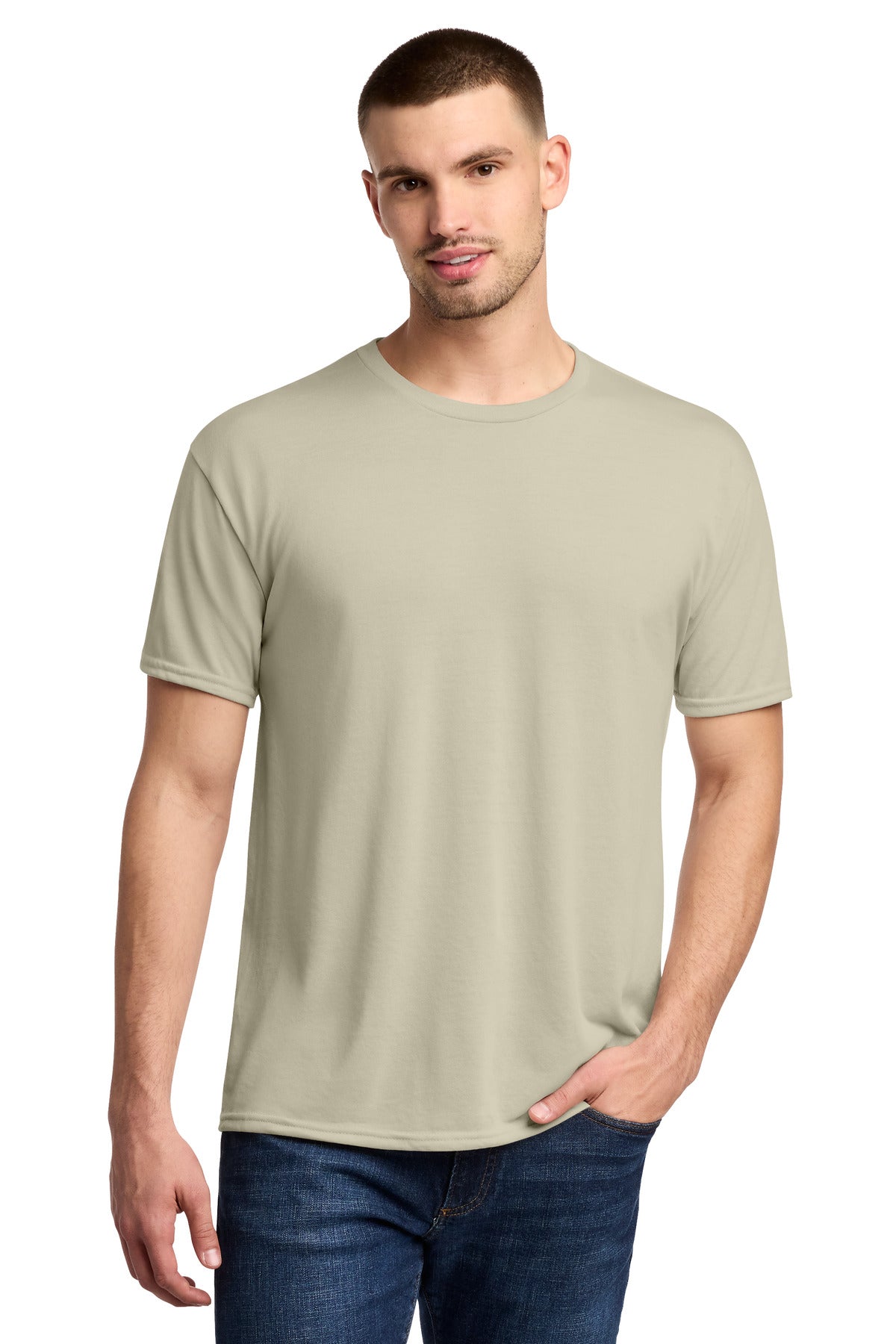 Custom logo Jerzees® Dri-Power® 100% Polyester T-Shirt. 21M in Putty