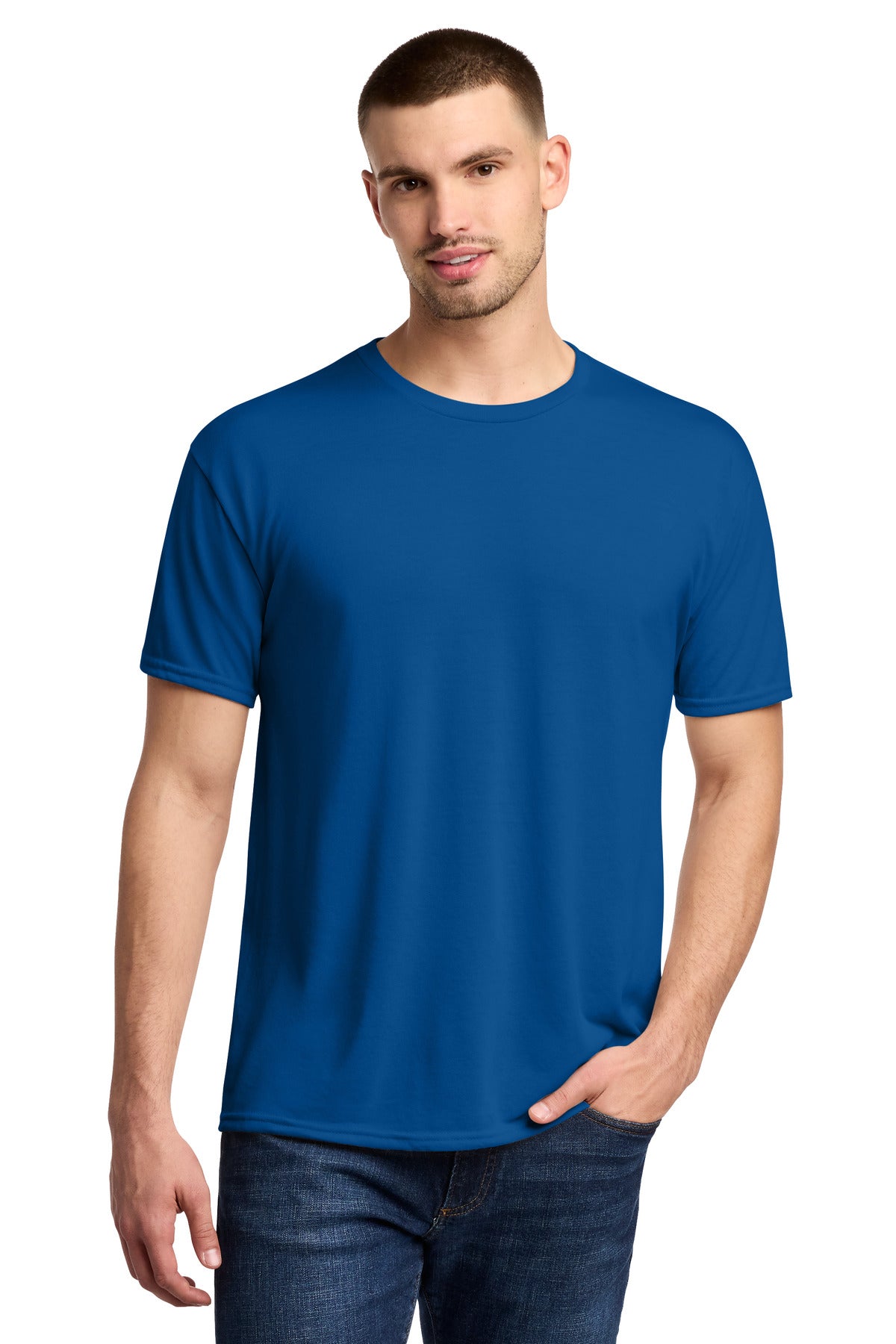 Custom logo Jerzees® Dri-Power® 100% Polyester T-Shirt. 21M in Royal