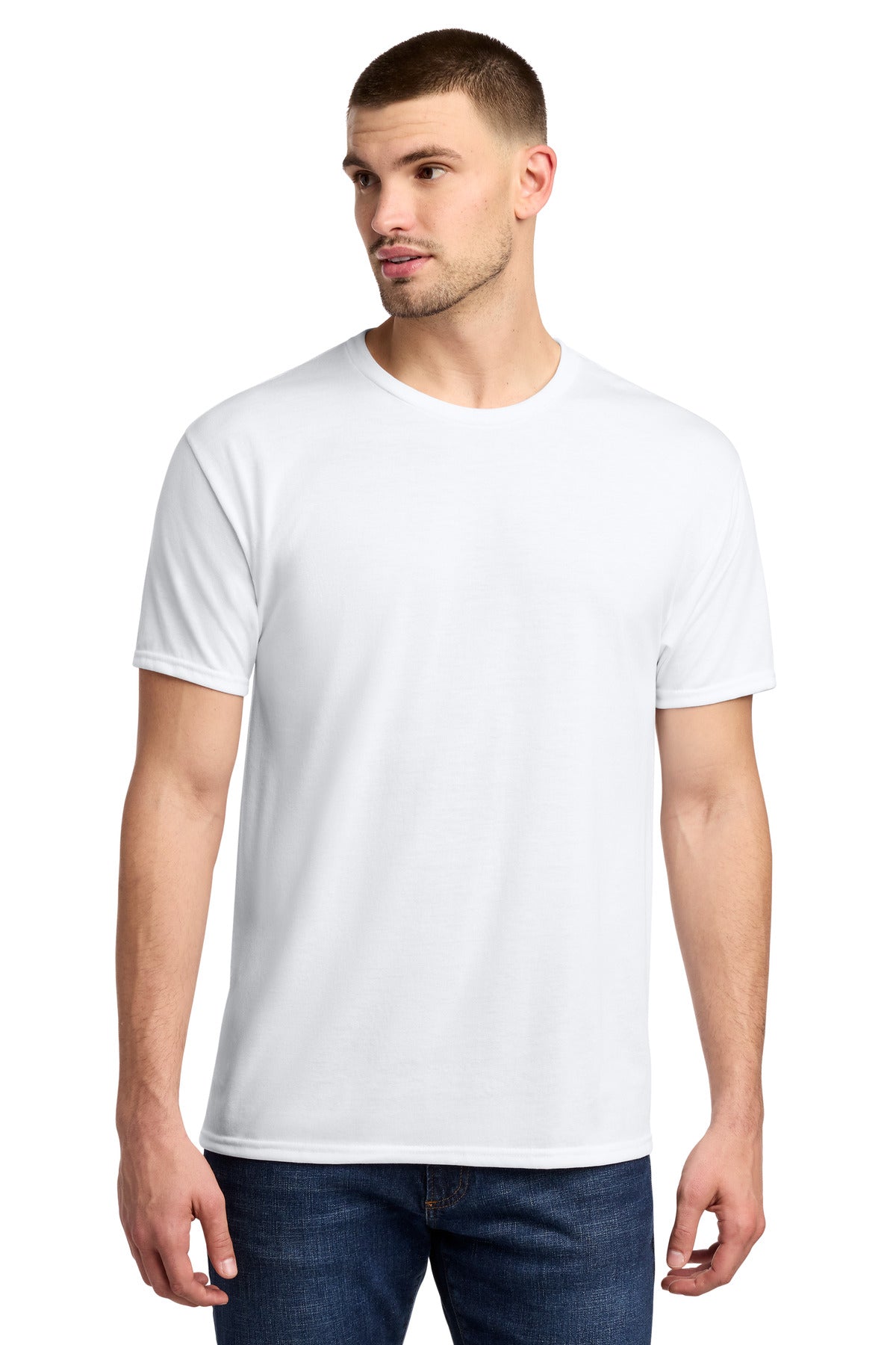 Custom logo Jerzees® Dri-Power® 100% Polyester T-Shirt. 21M in White