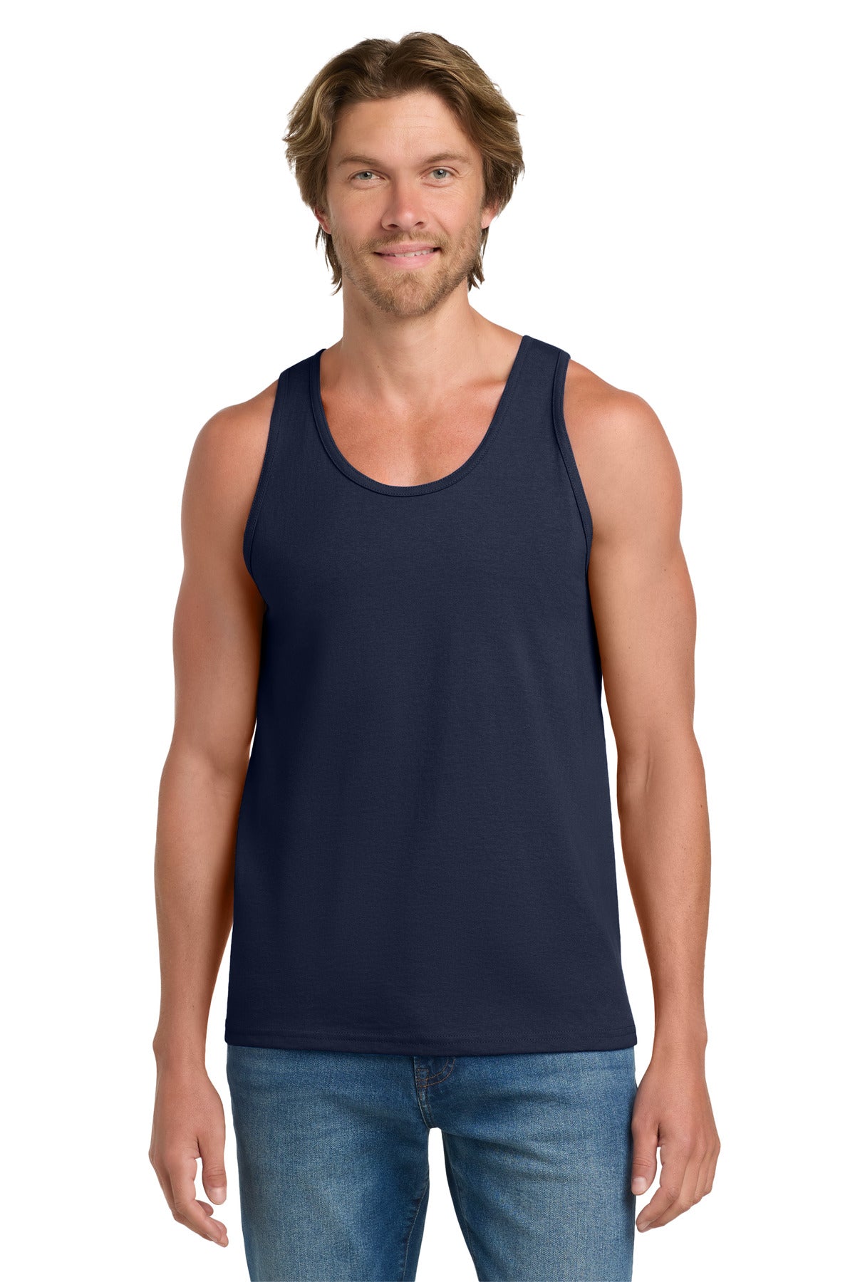 Custom logo Gildan® - Ultra Cotton® 100% US Cotton Tank Top.  2200 in Navy