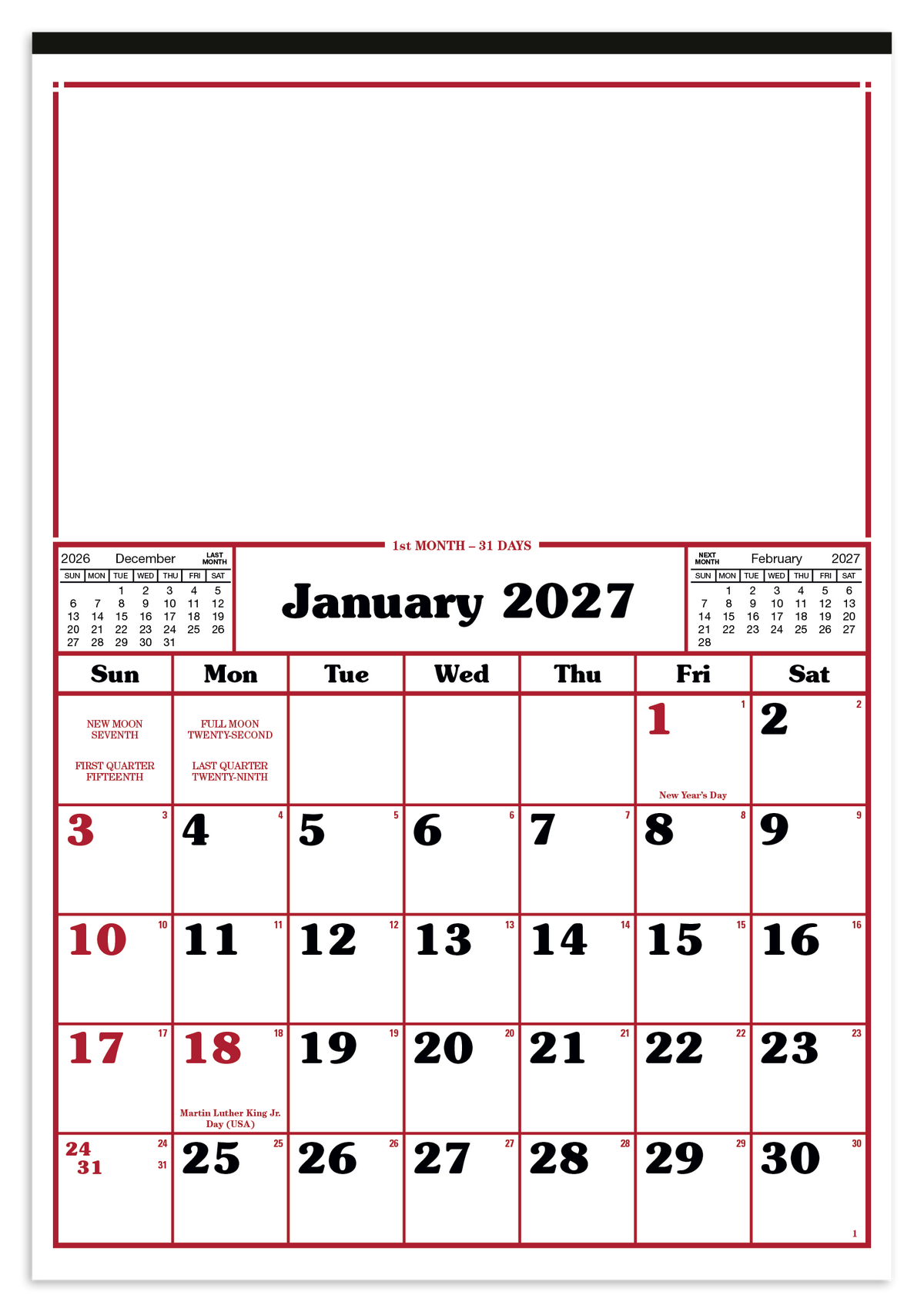 Custom logo Commercial 12-Sheet Calendar