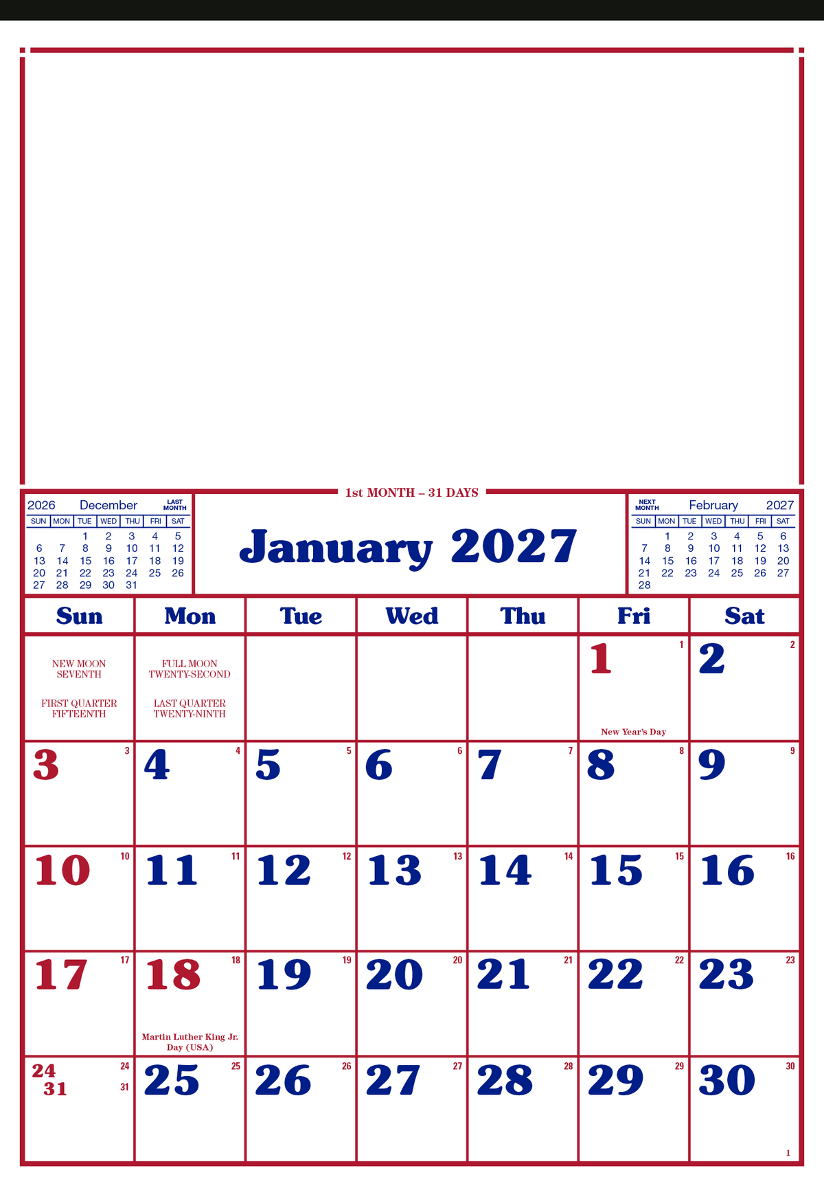 Custom logo Commercial 12-Sheet Calendar