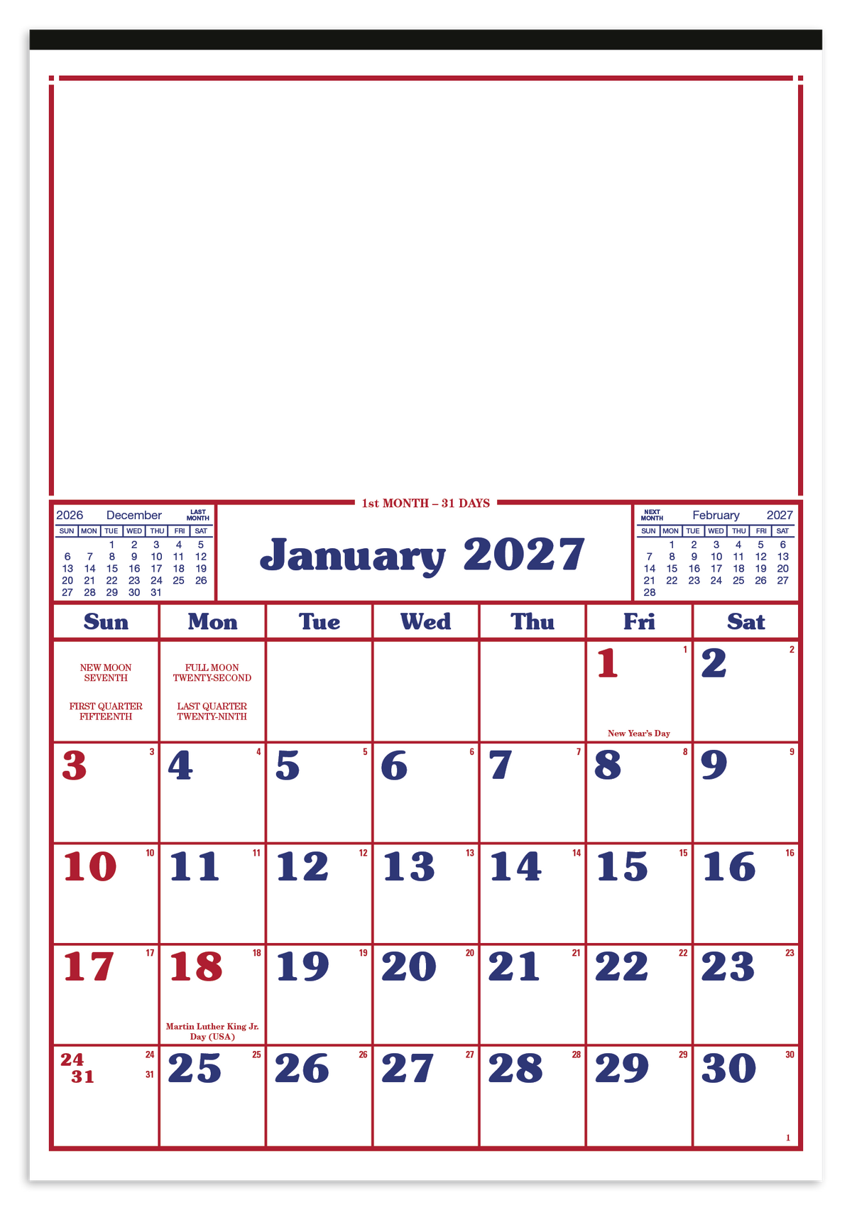 Custom logo Commercial 12-Sheet Calendar