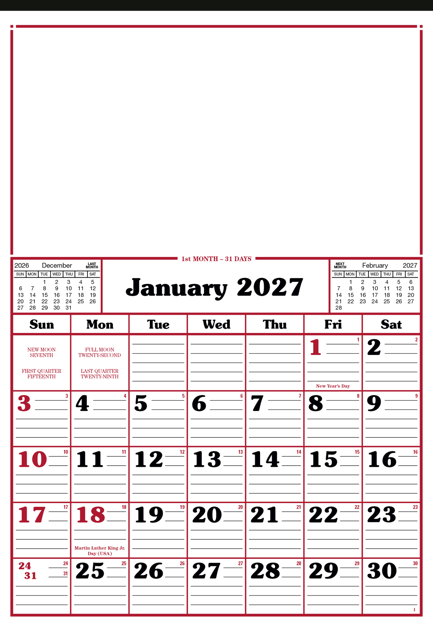 Commercial 12-Sheet Calendar
