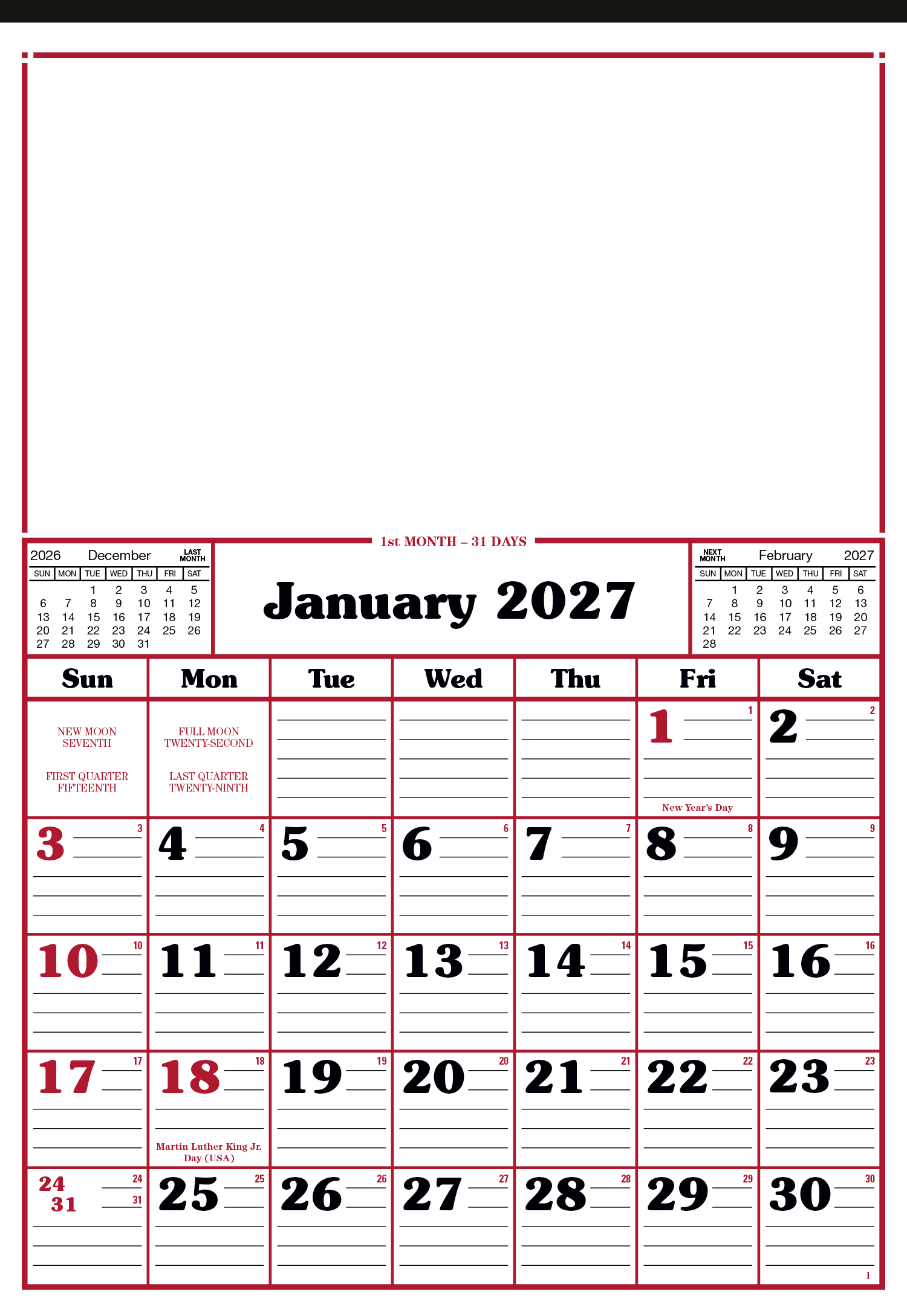 Commercial 12-Sheet Calendar