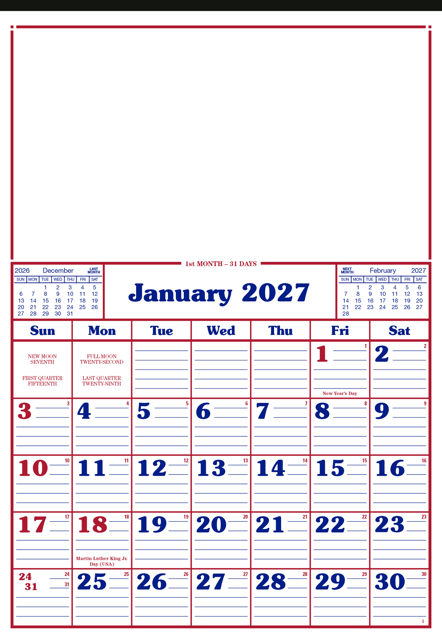 Commercial 12-Sheet Calendar