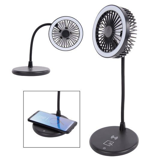 Custom logo Desktop Fan With Ring Light & Wireless Charger