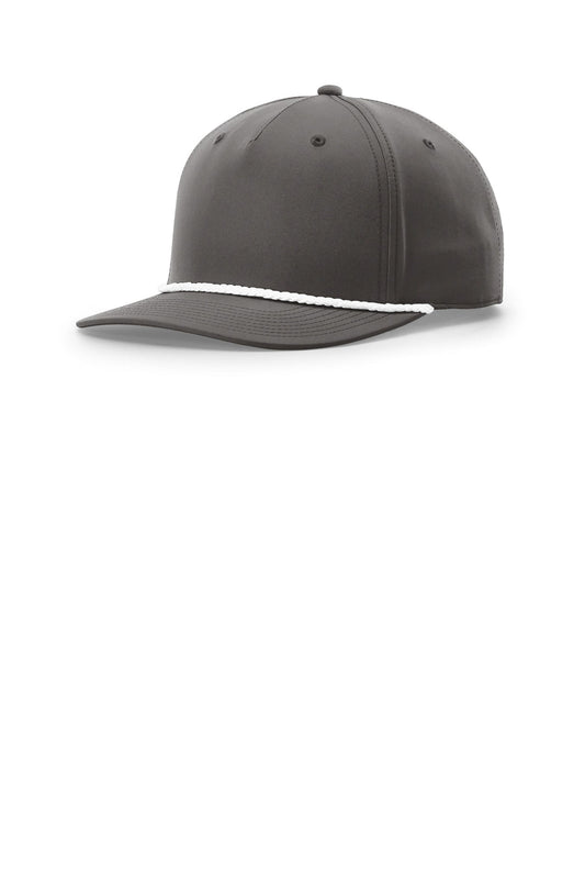 Custom logo Richardson 5-Panel Classic Rope Cap 258 in Dark Grey/ White