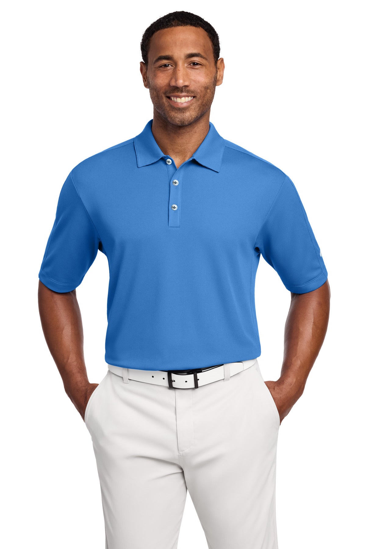 Custom logo Nike Tech Sport Dri-FIT Polo.  266998 in Pacific Blue