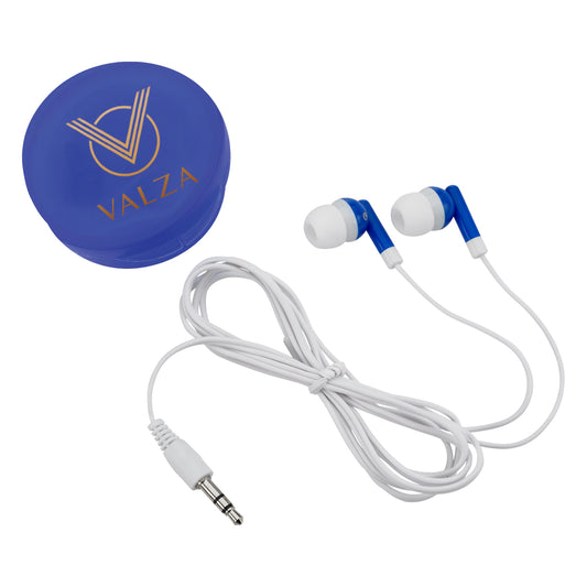 Custom logo Earbuds In Round Plastic Case