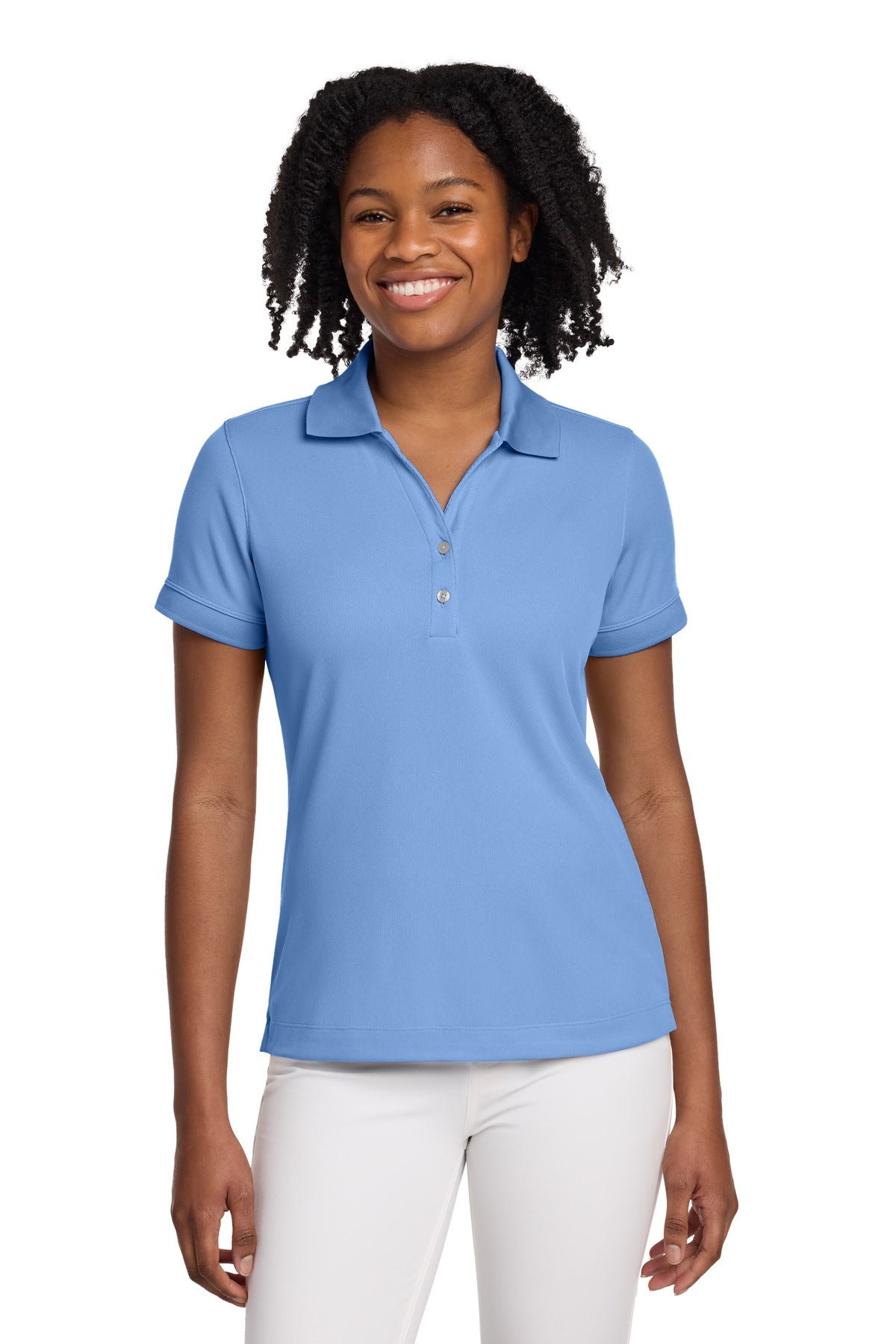 Custom logo Nike Women's Dri-FIT Classic Polo.  286772 in Light Blue