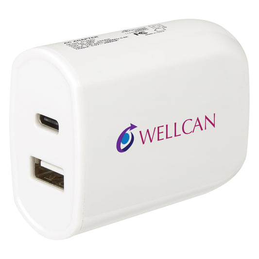Custom logo UL Listed 2-In-1 USB Type-C Wall Adapter