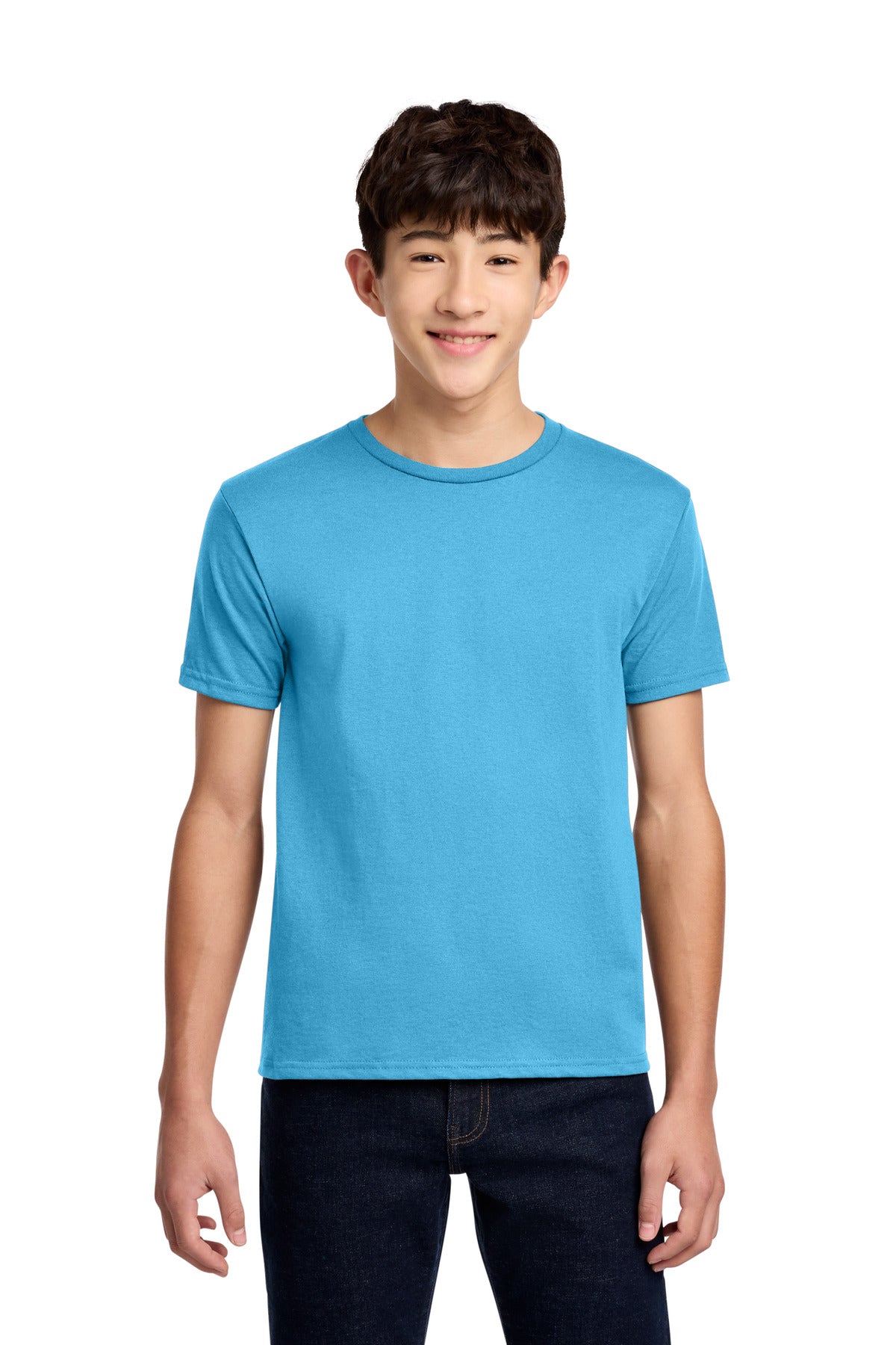 Custom logo Jerzees® - Youth Dri-Power® 50/50 Cotton/Poly T-Shirt.  29B in Aquatic Blue