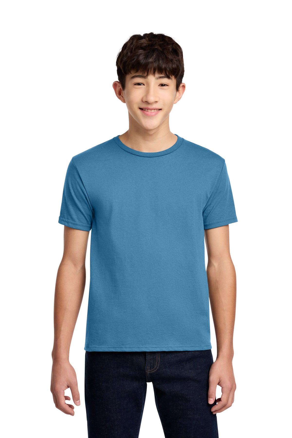 Custom logo Jerzees® - Youth Dri-Power® 50/50 Cotton/Poly T-Shirt.  29B in Columbia Blue