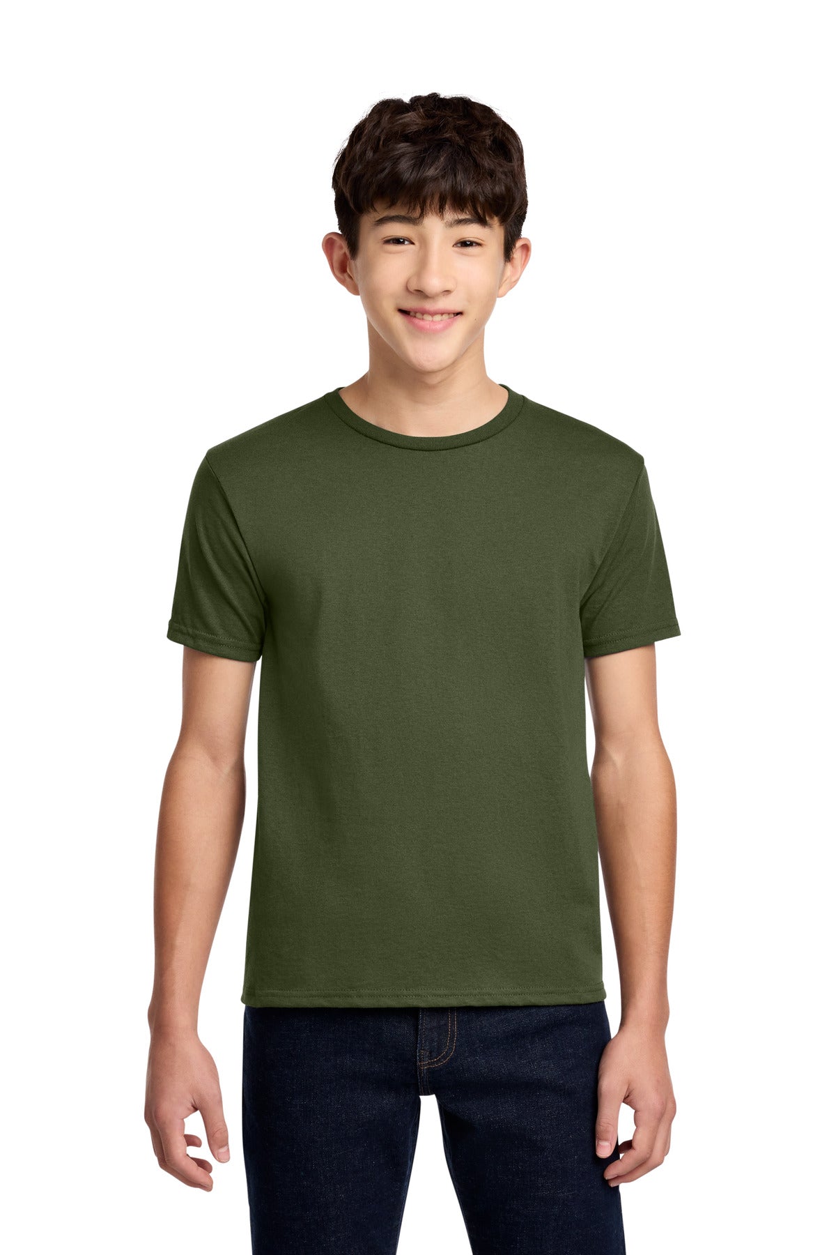 Custom logo Jerzees® - Youth Dri-Power® 50/50 Cotton/Poly T-Shirt.  29B in Military Green