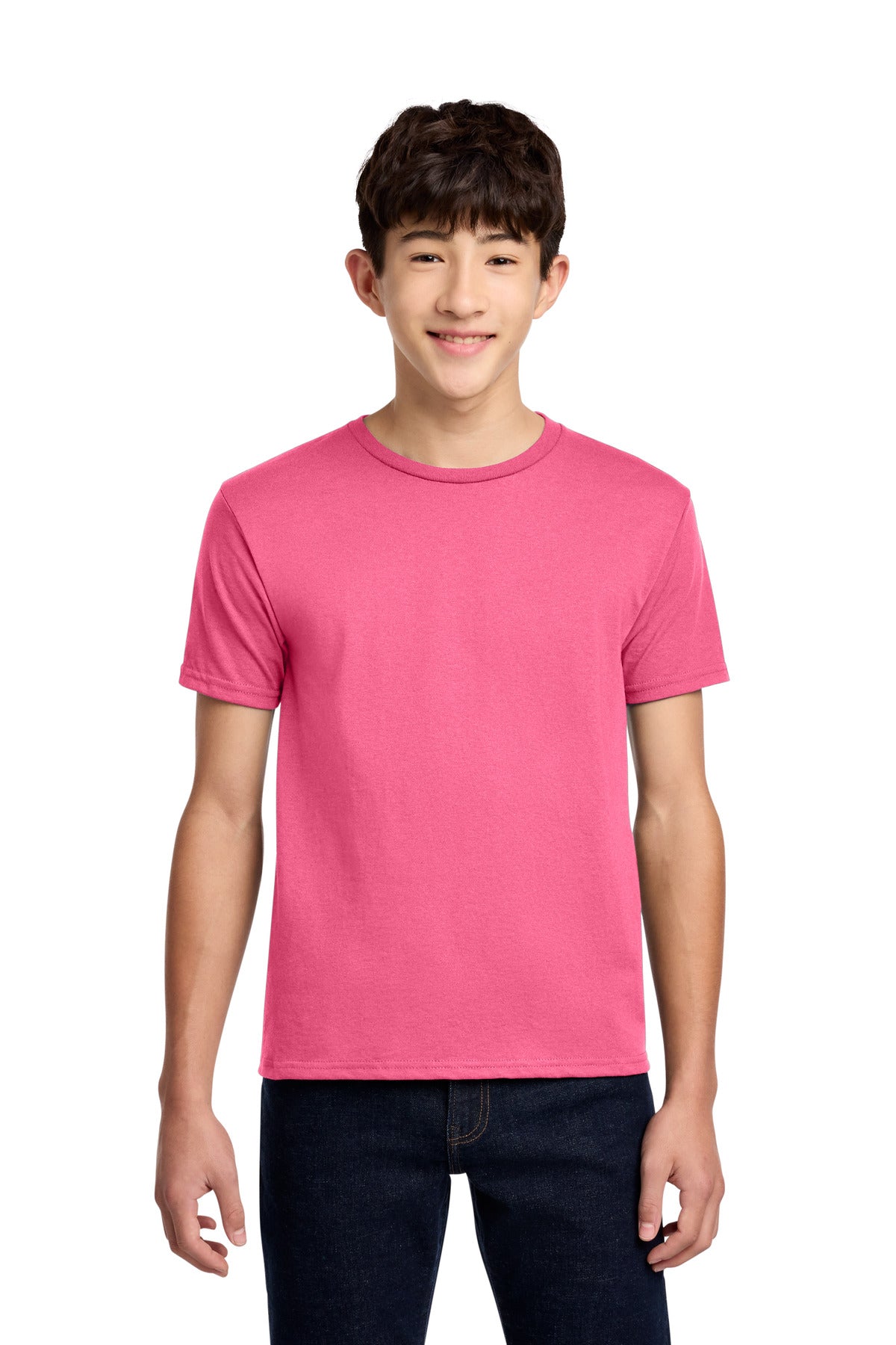Custom logo Jerzees® - Youth Dri-Power® 50/50 Cotton/Poly T-Shirt.  29B in Neon Pink