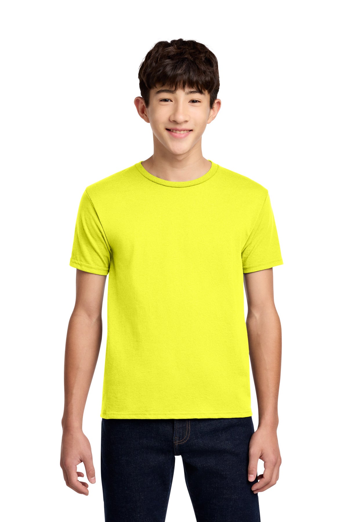 Custom logo Jerzees® - Youth Dri-Power® 50/50 Cotton/Poly T-Shirt.  29B in Neon Yellow
