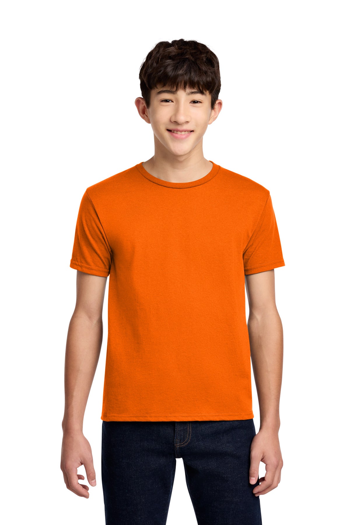 Custom logo Jerzees® - Youth Dri-Power® 50/50 Cotton/Poly T-Shirt.  29B in Safety Orange