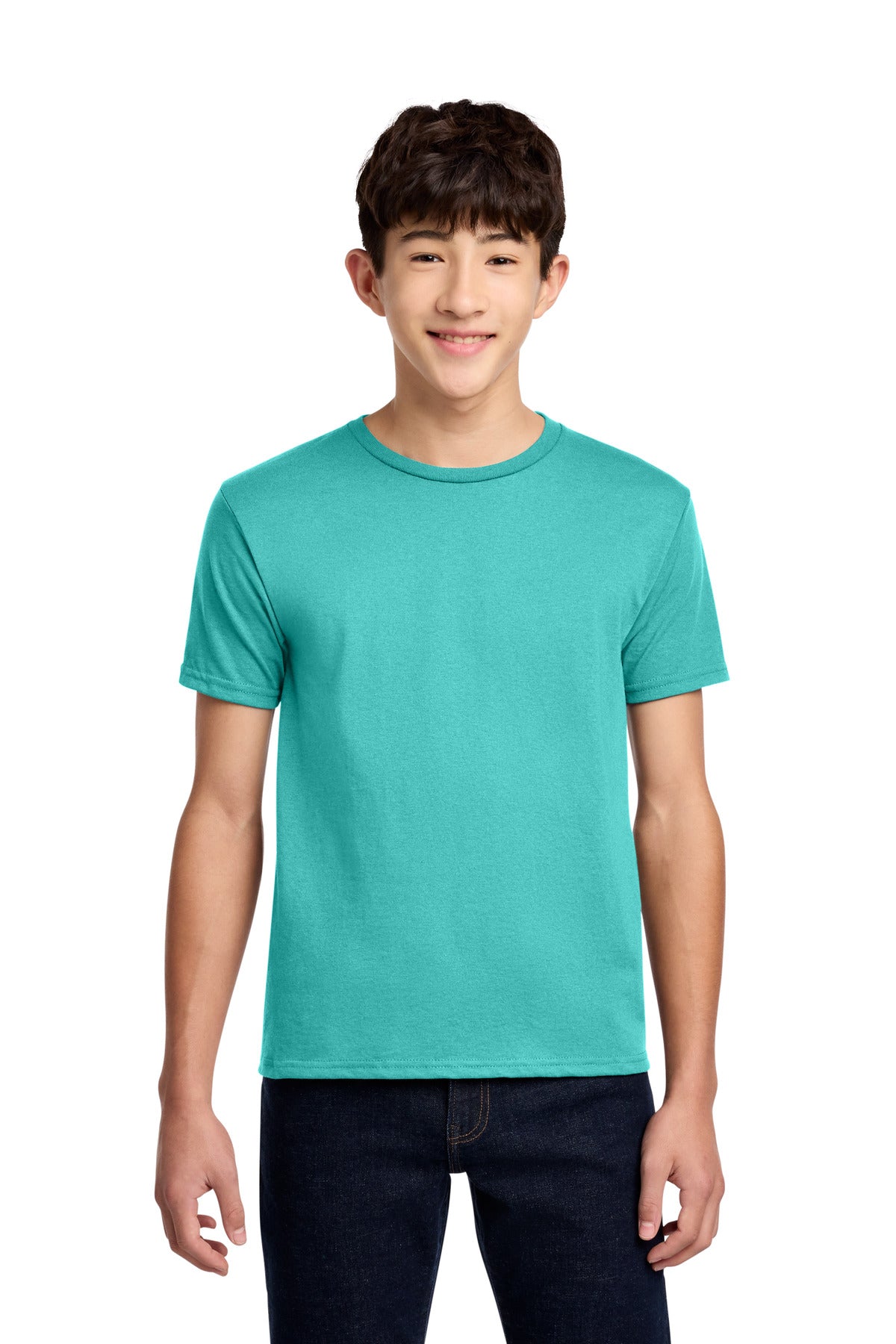 Custom logo Jerzees® - Youth Dri-Power® 50/50 Cotton/Poly T-Shirt.  29B in Scuba Blue